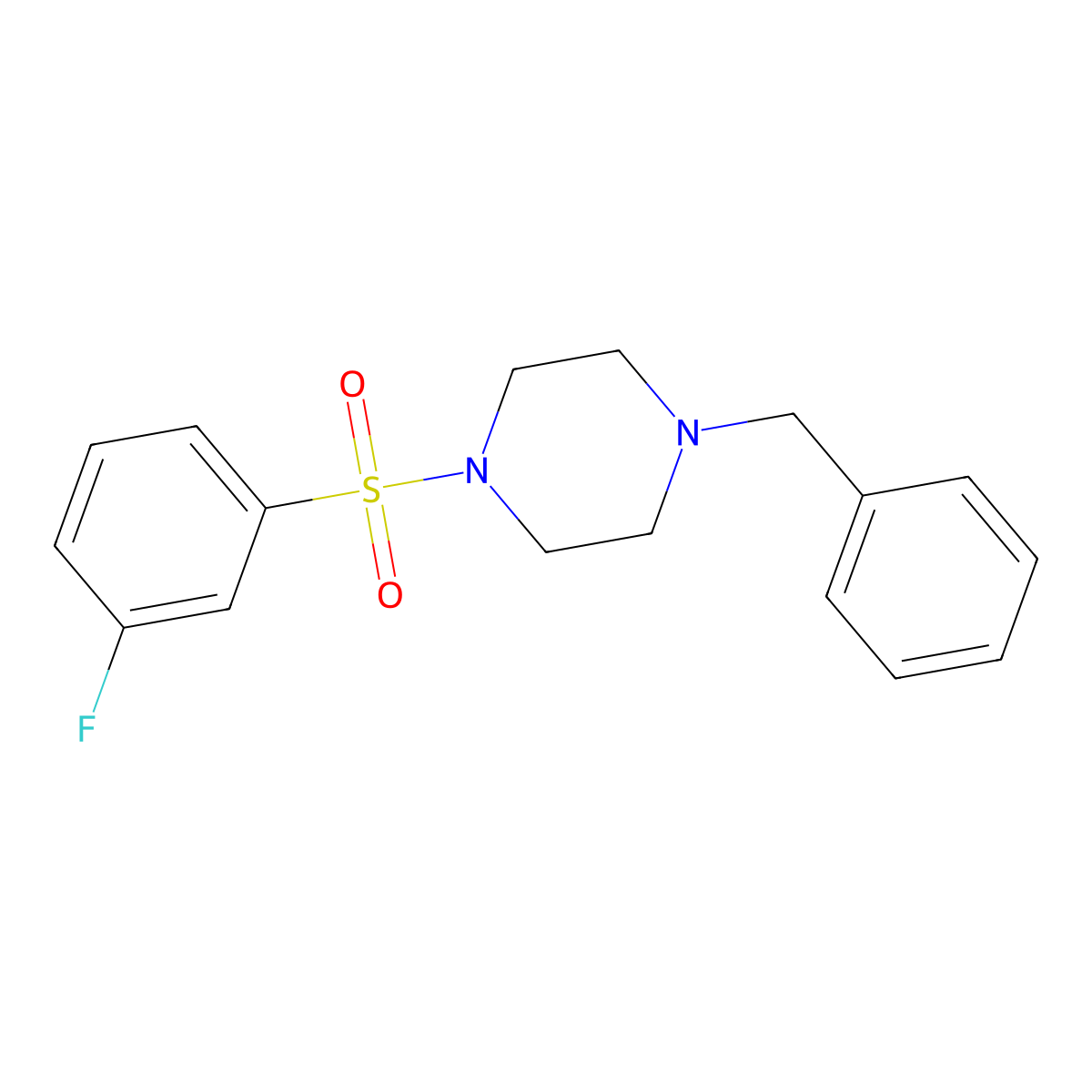 1-Benzyl-4-(3-fluorophenyl)sulfonylpiperazine molecular structure, CAS 667912-09-6