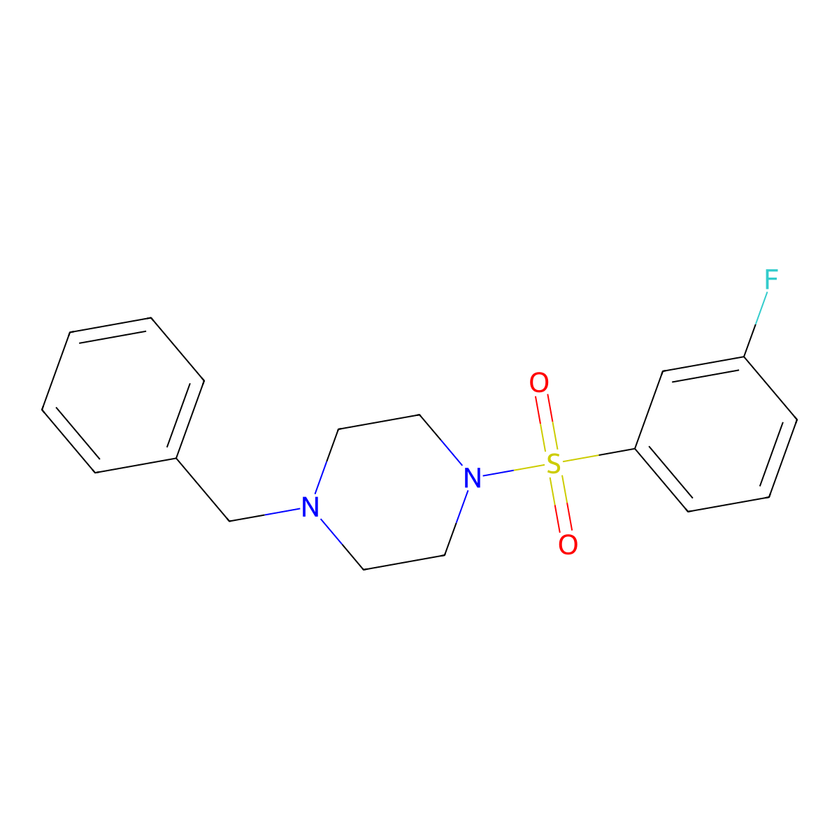 1-Benzyl-4-(3-fluorophenyl)sulfonylpiperazine molecular structure, CAS 667912-09-6