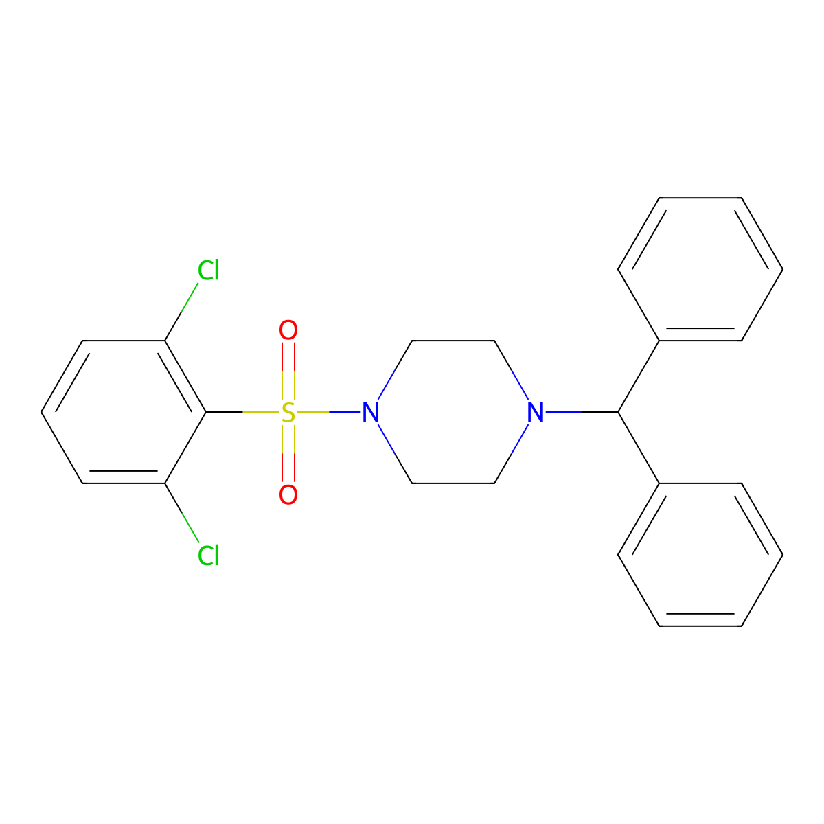 1-Benzhydryl-4-(2,6-dichlorophenyl)sulfonylpiperazine molecular structure, CAS 667912-11-0