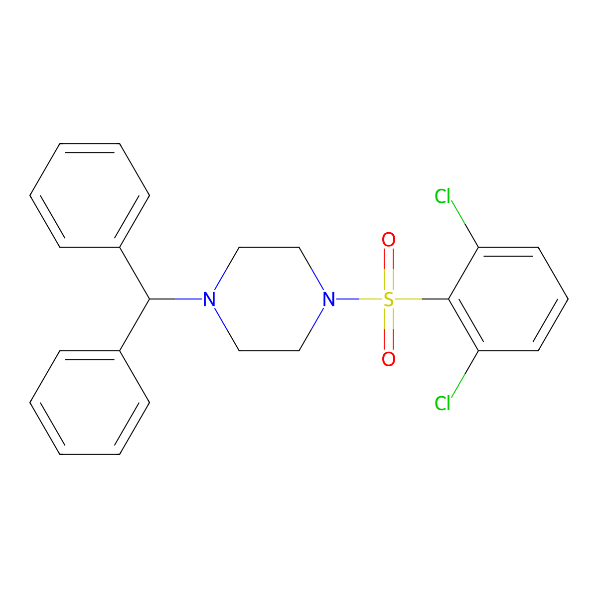 1-Benzhydryl-4-(2,6-dichlorophenyl)sulfonylpiperazine molecular structure, CAS 667912-11-0
