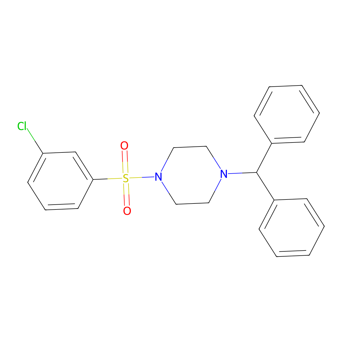 1-Benzhydryl-4-(3-chlorophenyl)sulfonylpiperazine molecular structure, CAS 667912-13-2