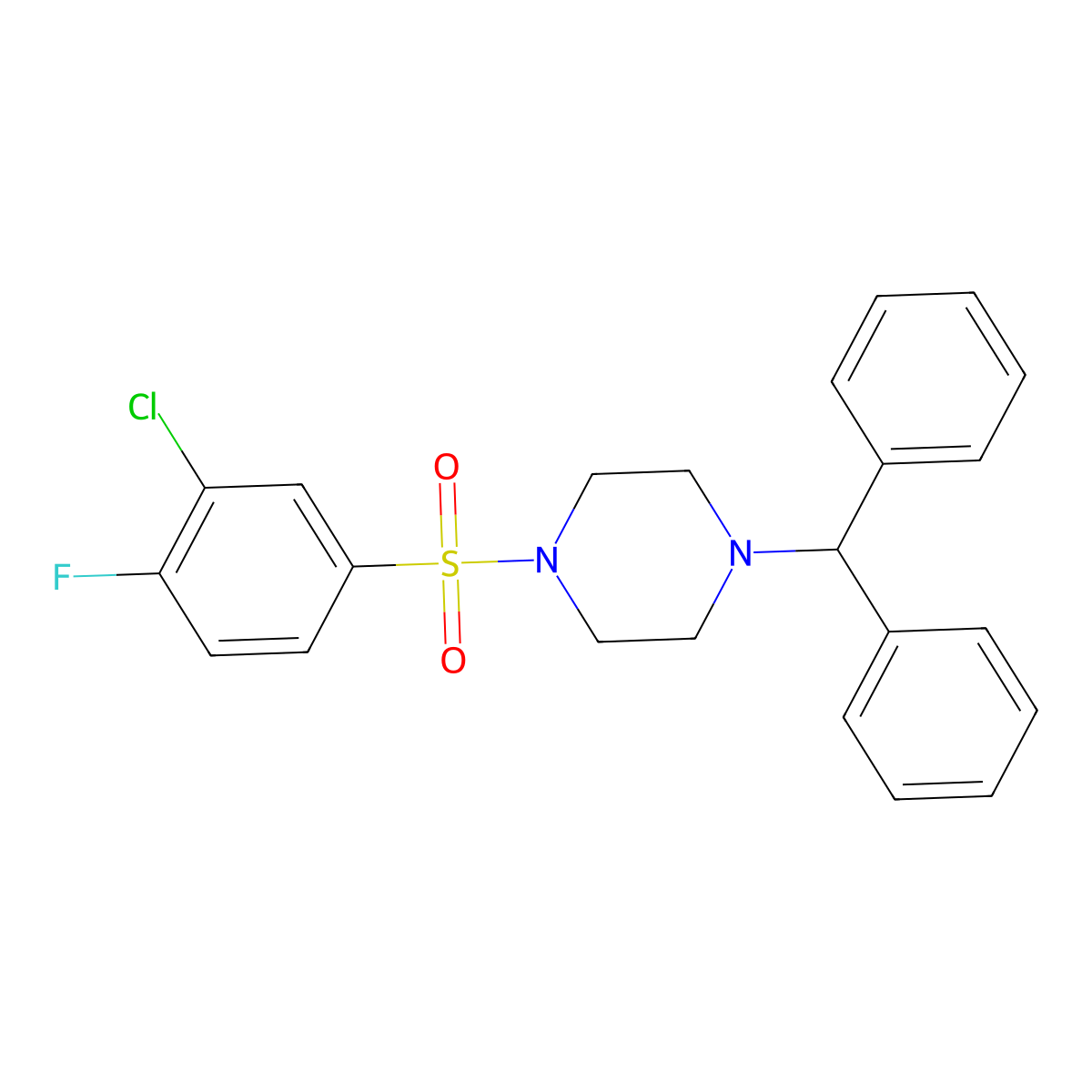 1-(3-Chloro-4-fluorobenzenesulfonyl)-4-(diphenylmethyl)piperazine molecular structure, CAS 667912-14-3