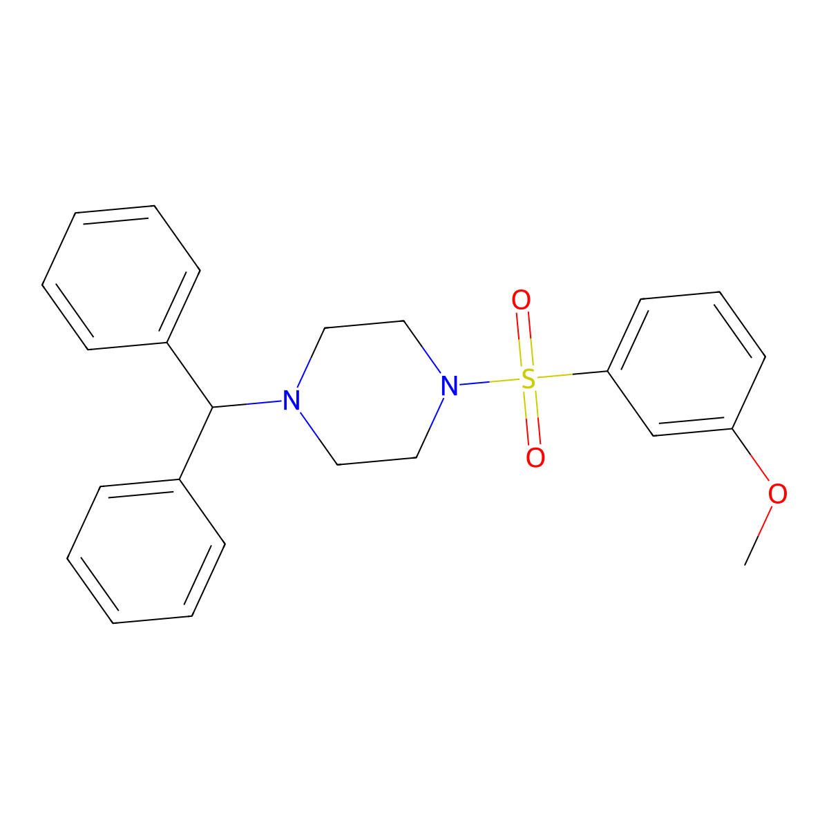 1-Benzhydryl-4-(3-methoxyphenyl)sulfonylpiperazine molecular structure, CAS 667912-15-4