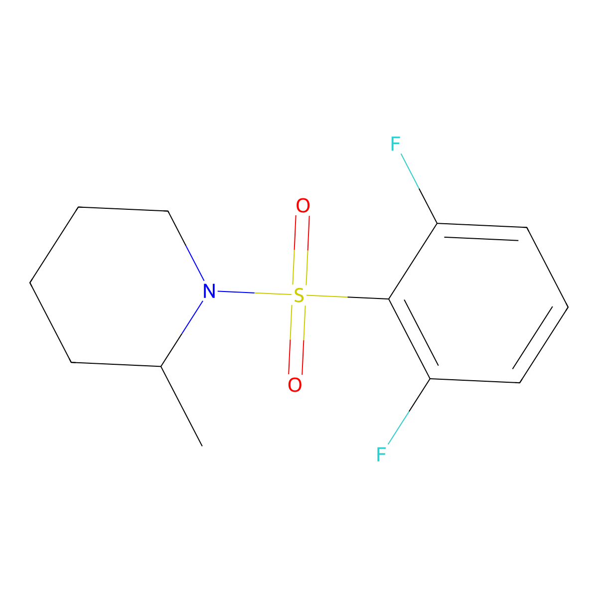 1-(2,6-Difluorophenyl)sulfonyl-2-methylpiperidine molecular structure, CAS 667912-21-2