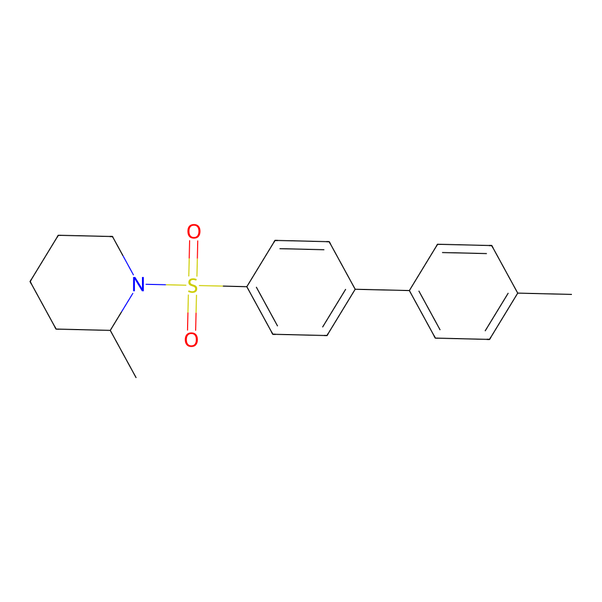 2-Methyl-1-((4'-methyl-[1,1'-biphenyl]-4-yl)sulfonyl)piperidine molecular structure, CAS 667912-22-3