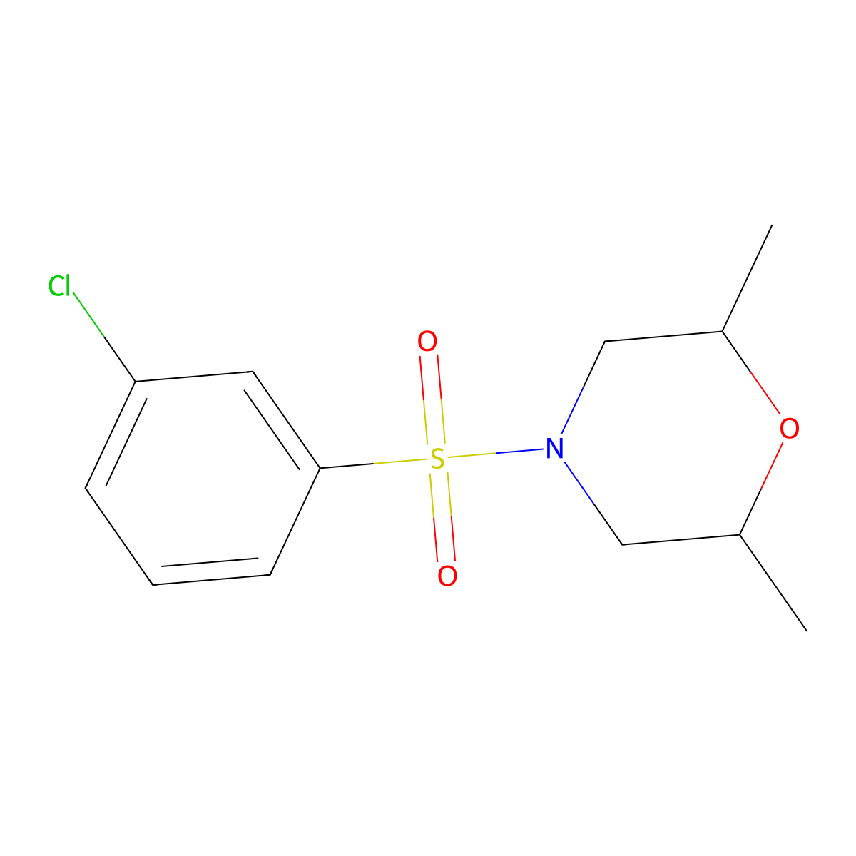4-(3-Chlorophenyl)sulfonyl-2,6-dimethylmorpholine molecular structure, CAS 667912-24-5