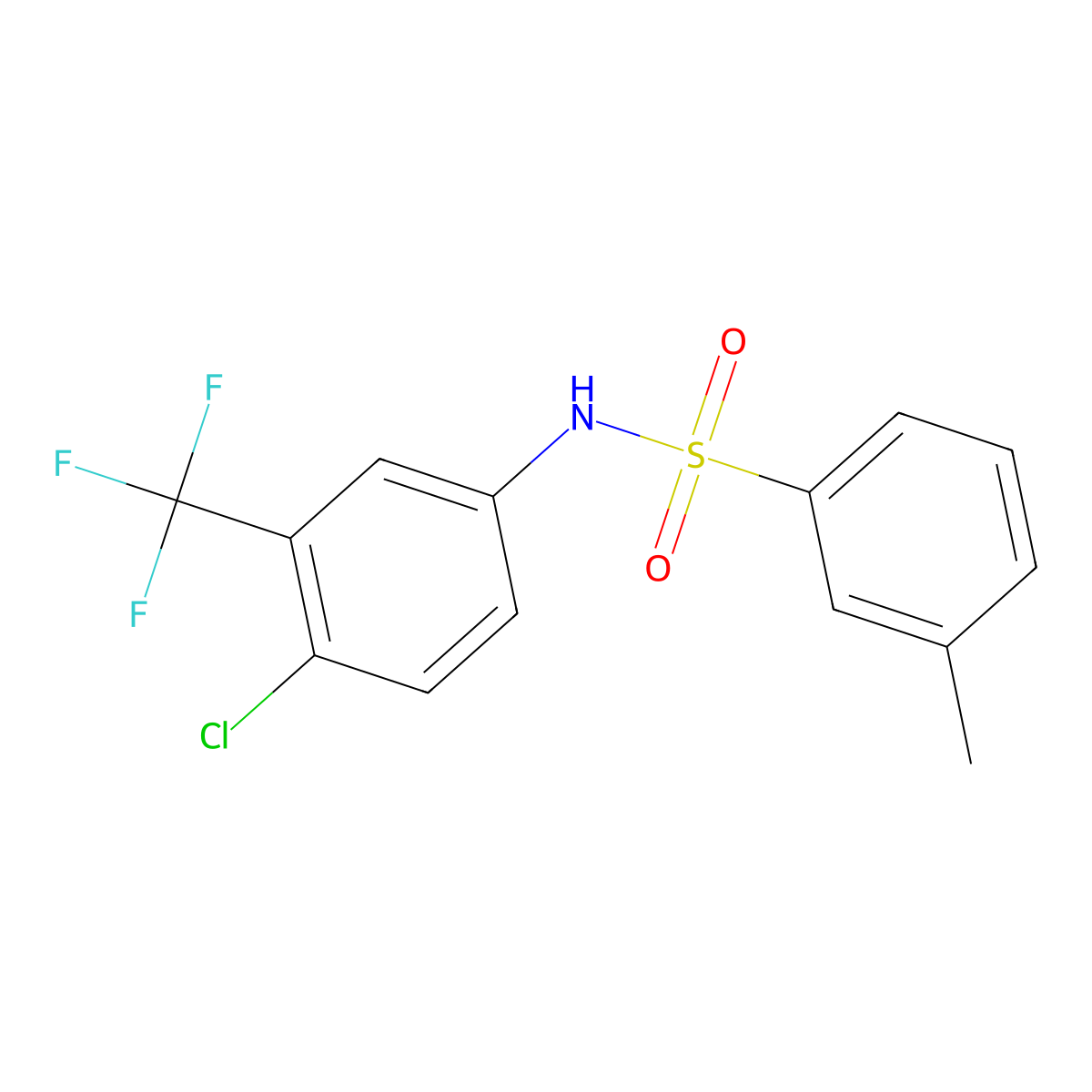 N-(4-chloro-3-(trifluoromethyl)phenyl)-3-methylbenzenesulfonamide molecular structure, CAS 667912-30-3