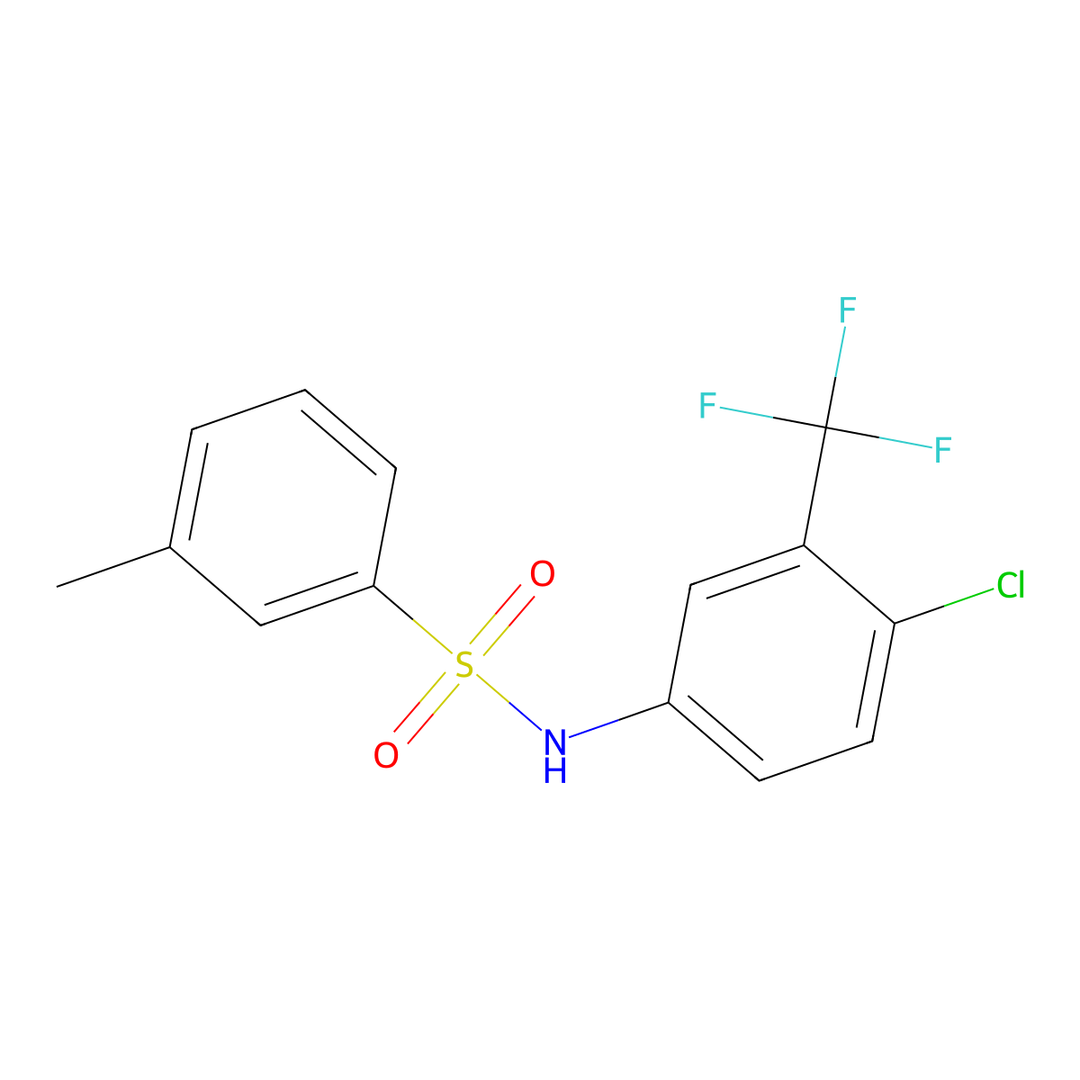 N-(4-chloro-3-(trifluoromethyl)phenyl)-3-methylbenzenesulfonamide molecular structure, CAS 667912-30-3