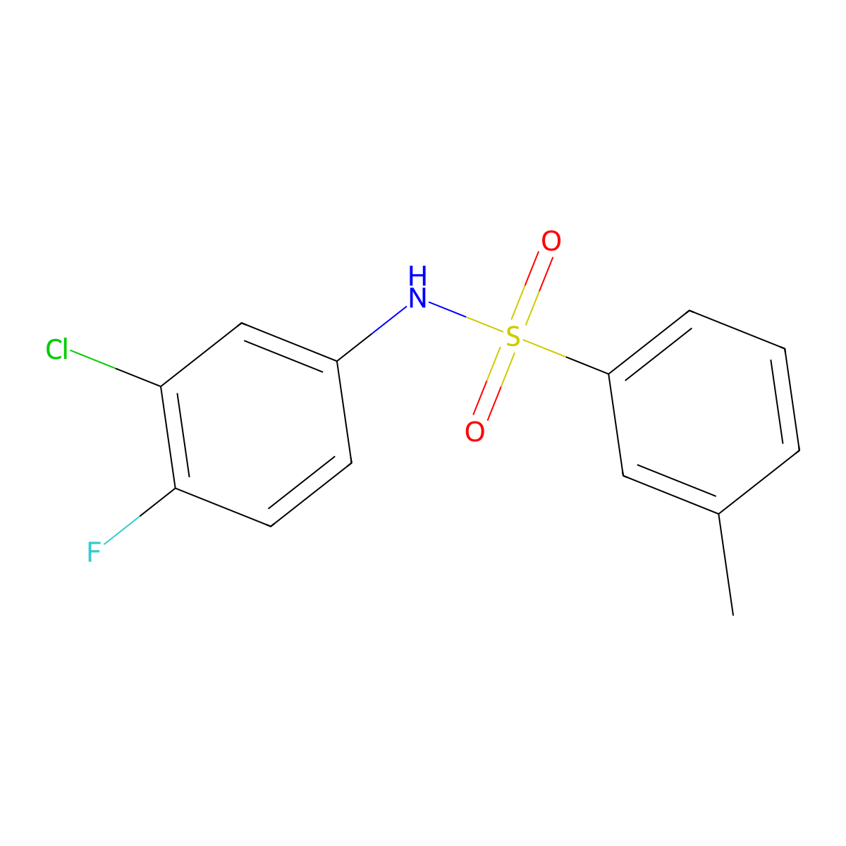 N-(3-chloro-4-fluorophenyl)-3-methylbenzenesulfonamide molecular structure, CAS 667912-42-7
