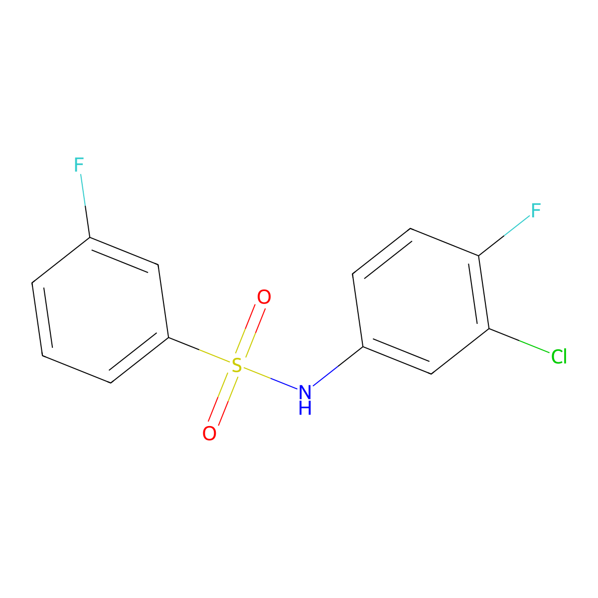 N-(3-chloro-4-fluorophenyl)-3-fluorobenzenesulfonamide molecular structure, CAS 667912-43-8