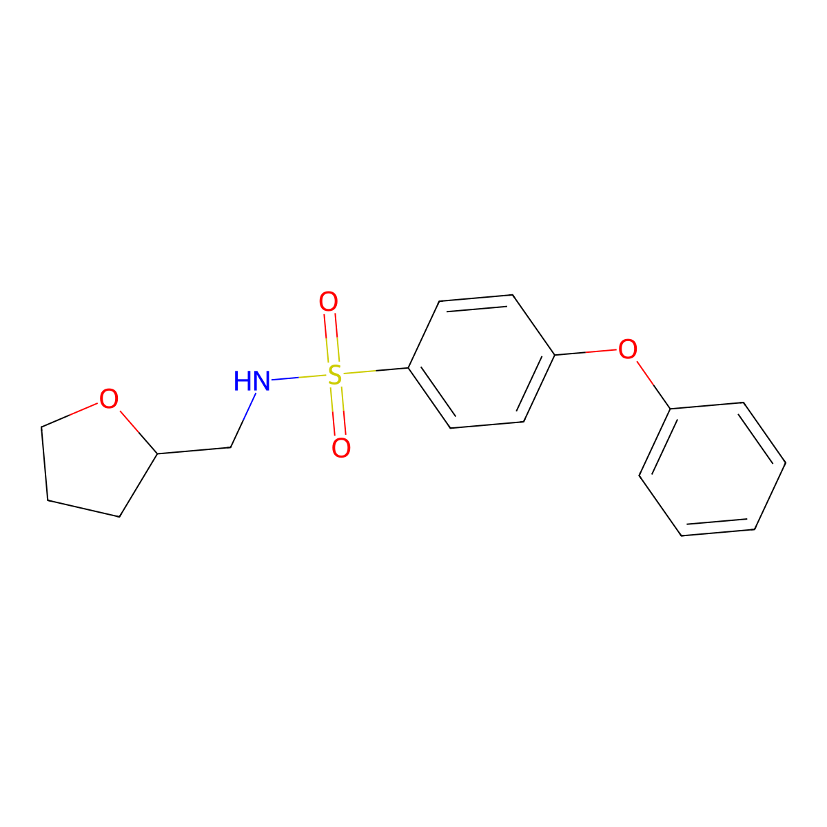 4-phenoxy-N-(tetrahydro-2-furanylmethyl)benzenesulfonamide molecular structure, CAS 667912-45-0