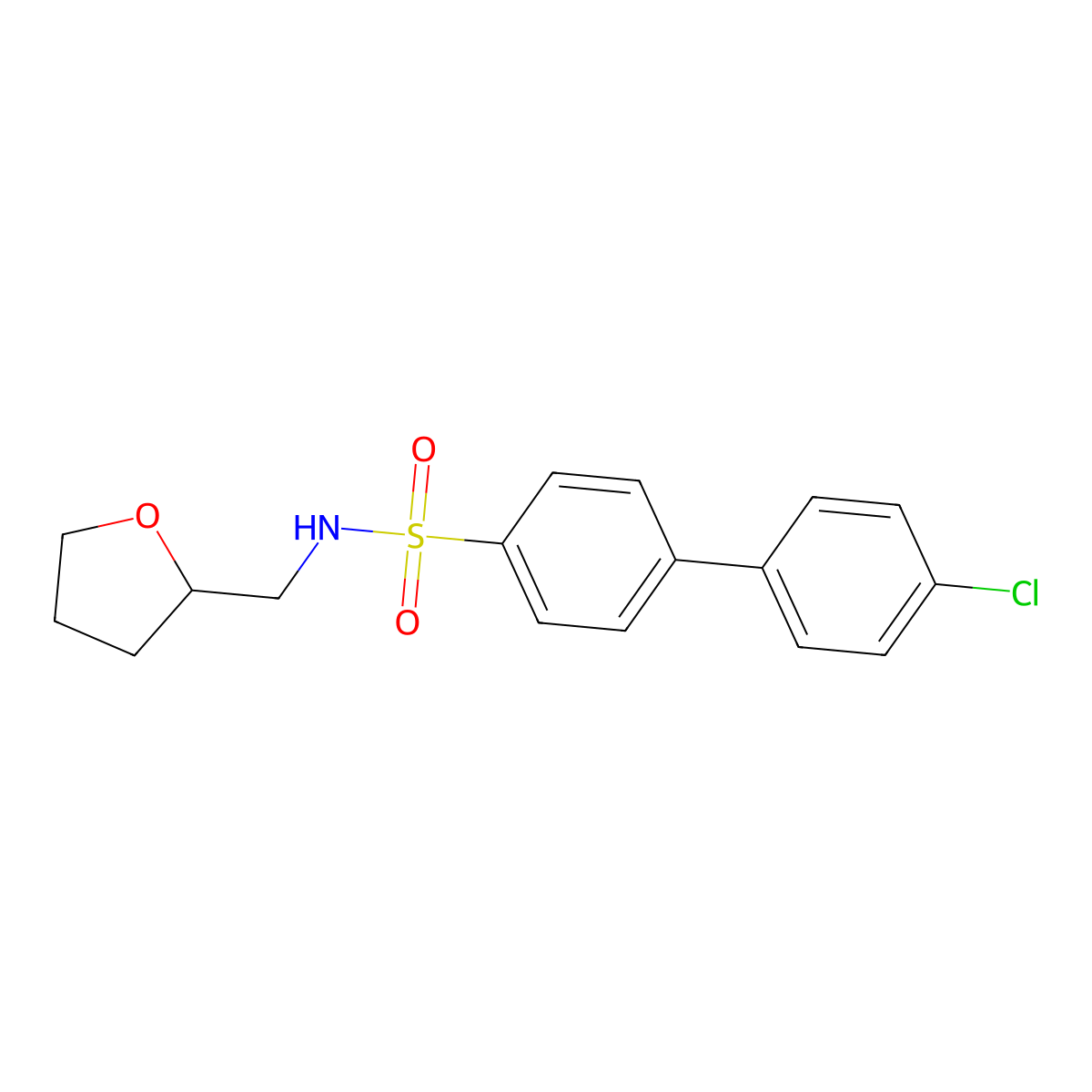 4-(4-chlorophenyl)-N-(oxolan-2-ylmethyl)benzenesulfonamide molecular structure, CAS 667912-47-2