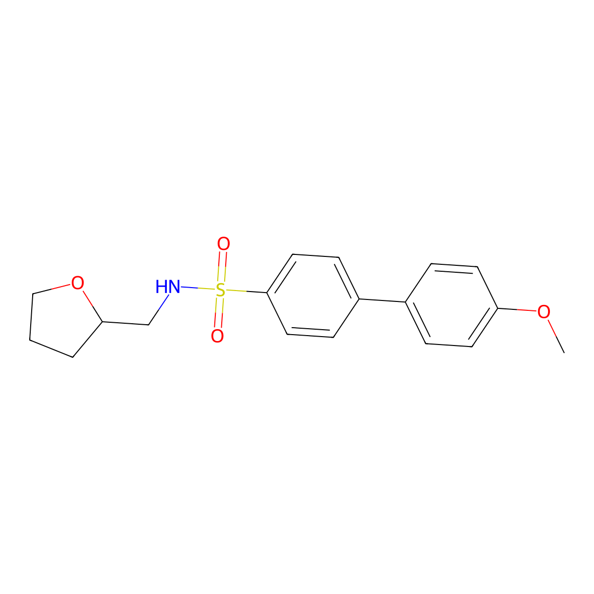 4'-methoxy-N-(tetrahydro-2-furanylmethyl)[1,1'-biphenyl]-4-sulfonamide molecular structure, CAS 667912-48-3