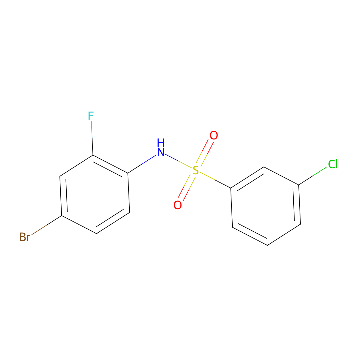 N-(4-bromo-2-fluorophenyl)-3-chlorobenzenesulfonamide molecular structure, CAS 667912-51-8