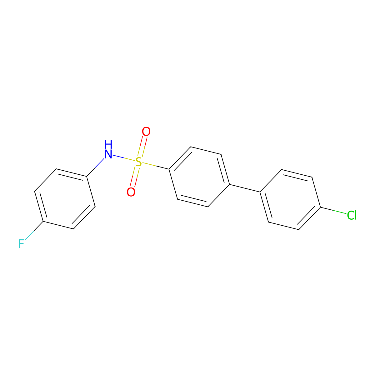 4'-chloro-N-(4-fluorophenyl)[1,1'-biphenyl]-4-sulfonamide molecular structure, CAS 667912-53-0