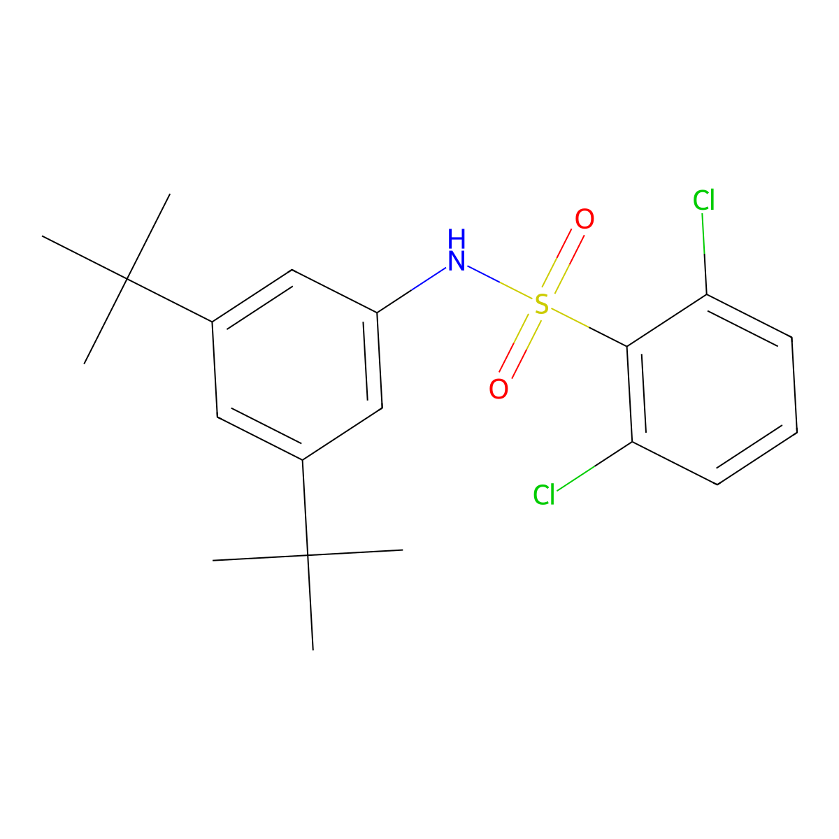 2,6-dichloro-N-(3,5-ditert-butylphenyl)benzenesulfonamide molecular structure, CAS 667912-59-6