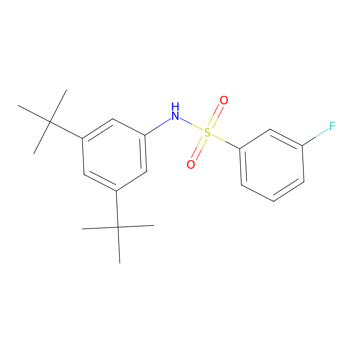 N-(3,5-ditert-butylphenyl)-3-fluorobenzenesulfonamide molecular structure, CAS 667912-62-1
