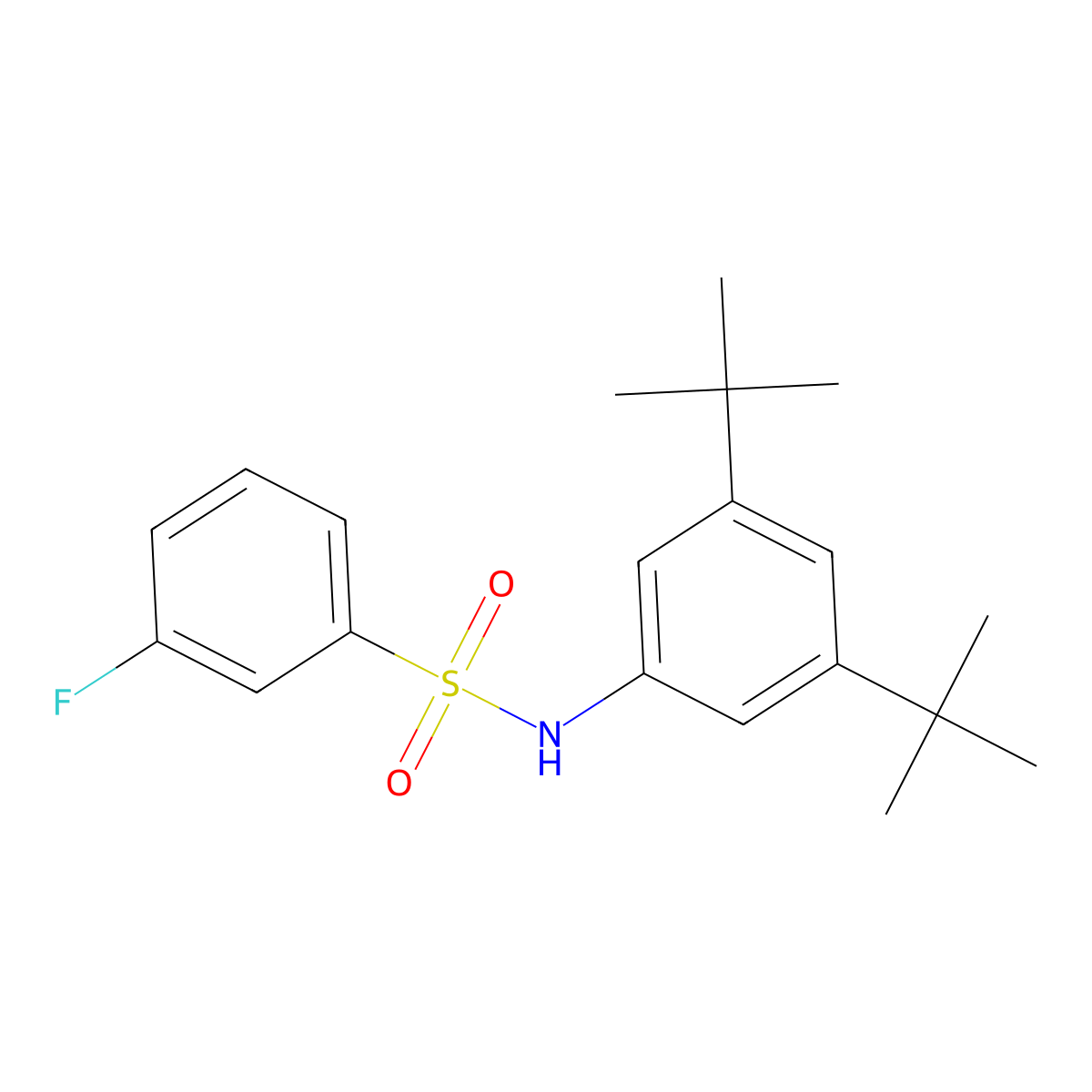 N-(3,5-ditert-butylphenyl)-3-fluorobenzenesulfonamide molecular structure, CAS 667912-62-1