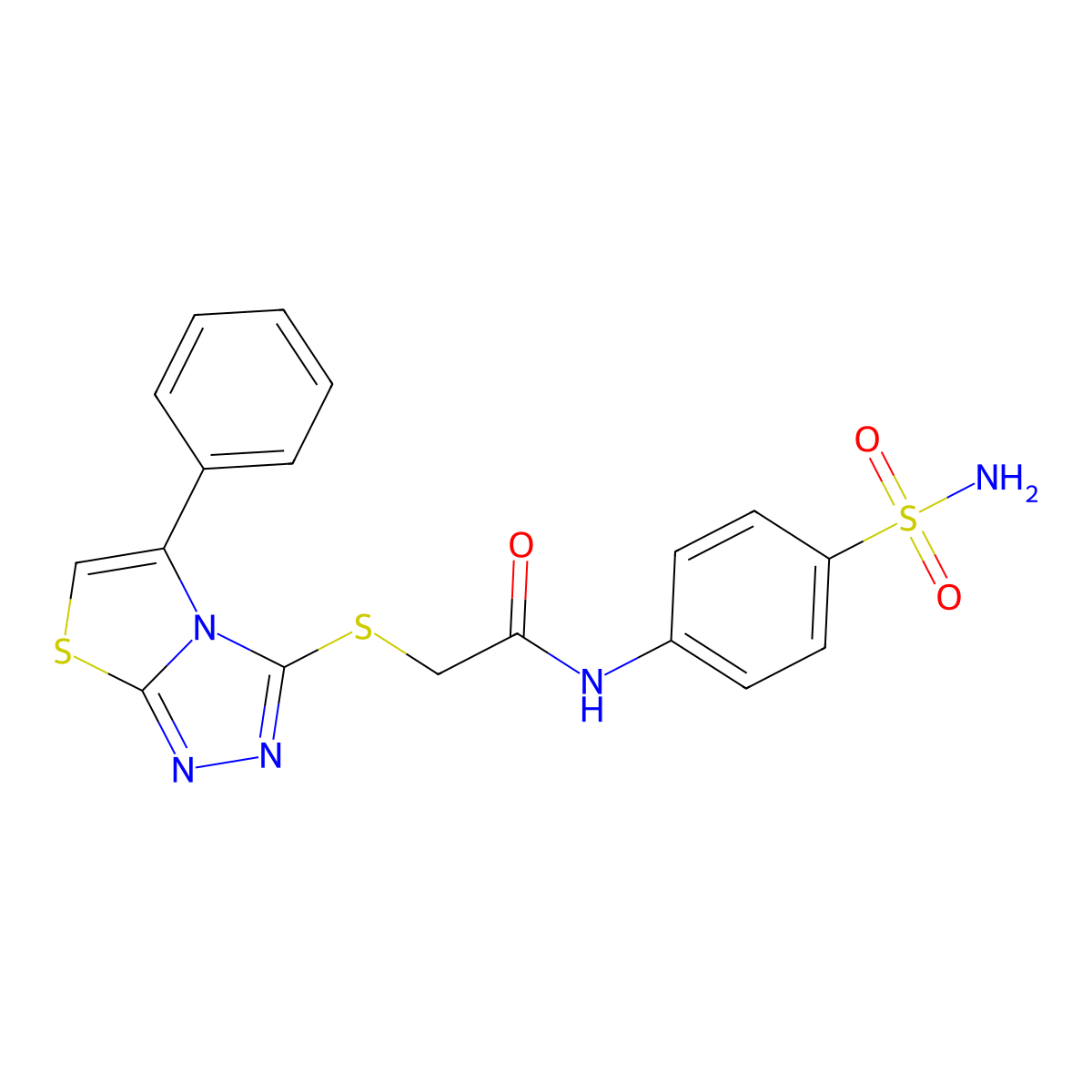 2-((5-phenylthiazolo[2,3-c][1,2,4]triazol-3-yl)thio)-N-(4-sulfamoylphenyl)acetamide molecular structure, CAS 667912-71-2