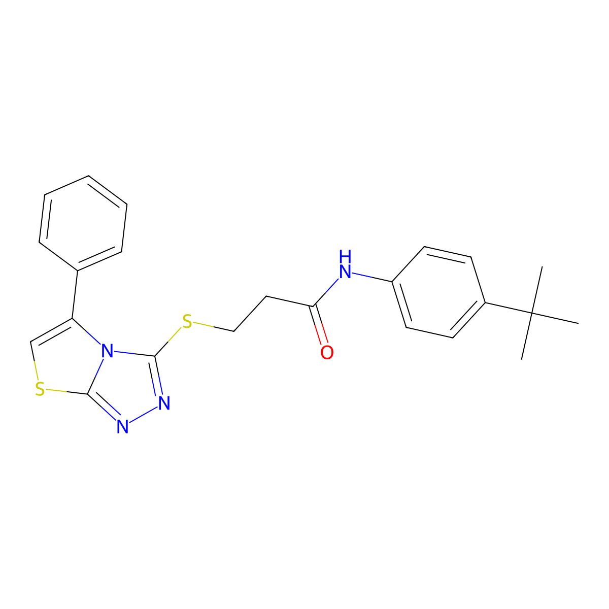 N-(4-(tert-butyl)phenyl)-3-((5-phenylthiazolo[2,3-c][1,2,4]triazol-3-yl)thio)propanamide molecular structure, CAS 667912-81-4