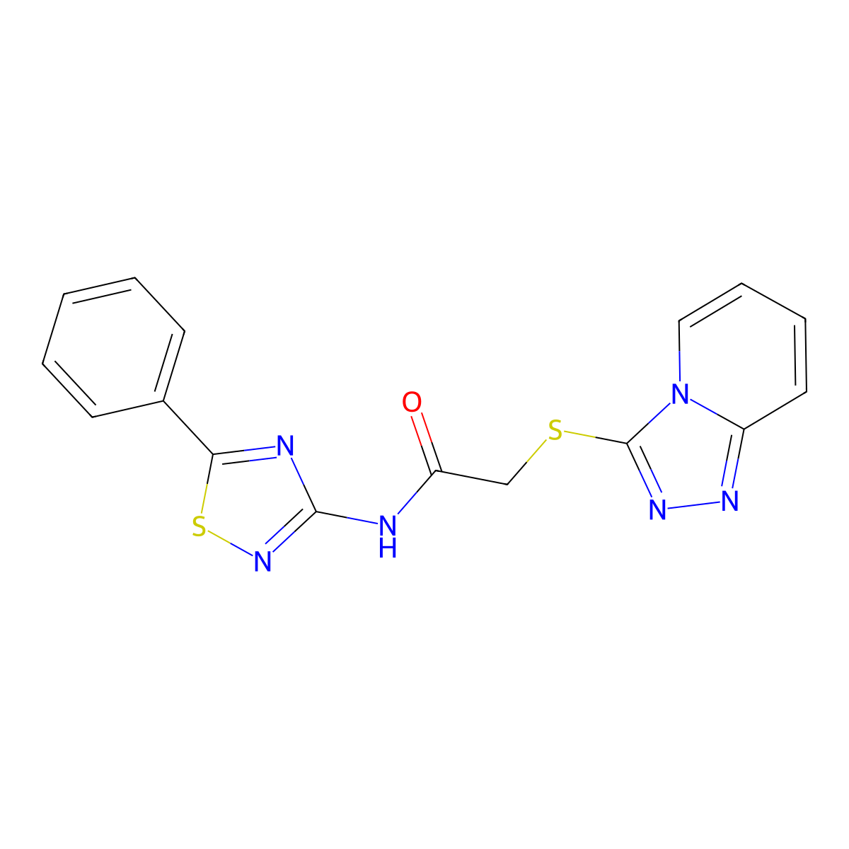 N-(5-phenyl-1,2,4-thiadiazol-3-yl)-2-([1,2,4]triazolo[4,3-a]pyridin-3-ylsulfanyl)acetamide molecular structure, CAS 667912-86-9