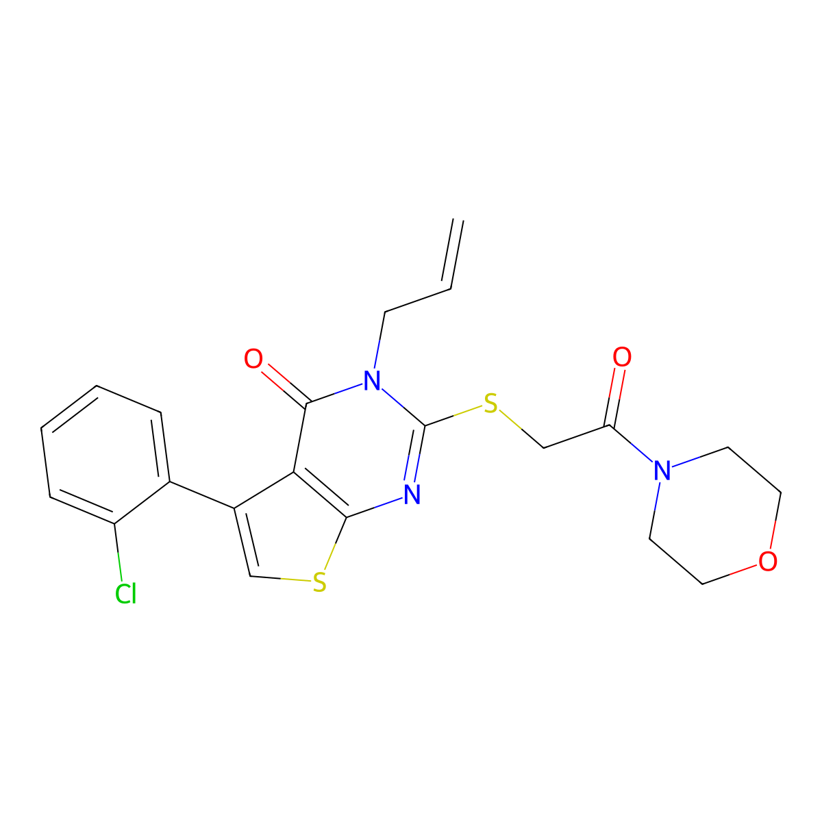 3-allyl-5-(2-chlorophenyl)-2-((2-morpholino-2-oxoethyl)thio)thieno[2,3-d]pyrimidin-4(3H)-one molecular structure, CAS 667912-92-7