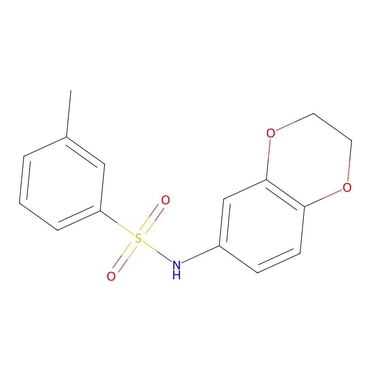 N-(2,3-dihydro-1,4-benzodioxin-6-yl)-3-methylbenzenesulfonamide molecular structure, CAS 667913-32-8
