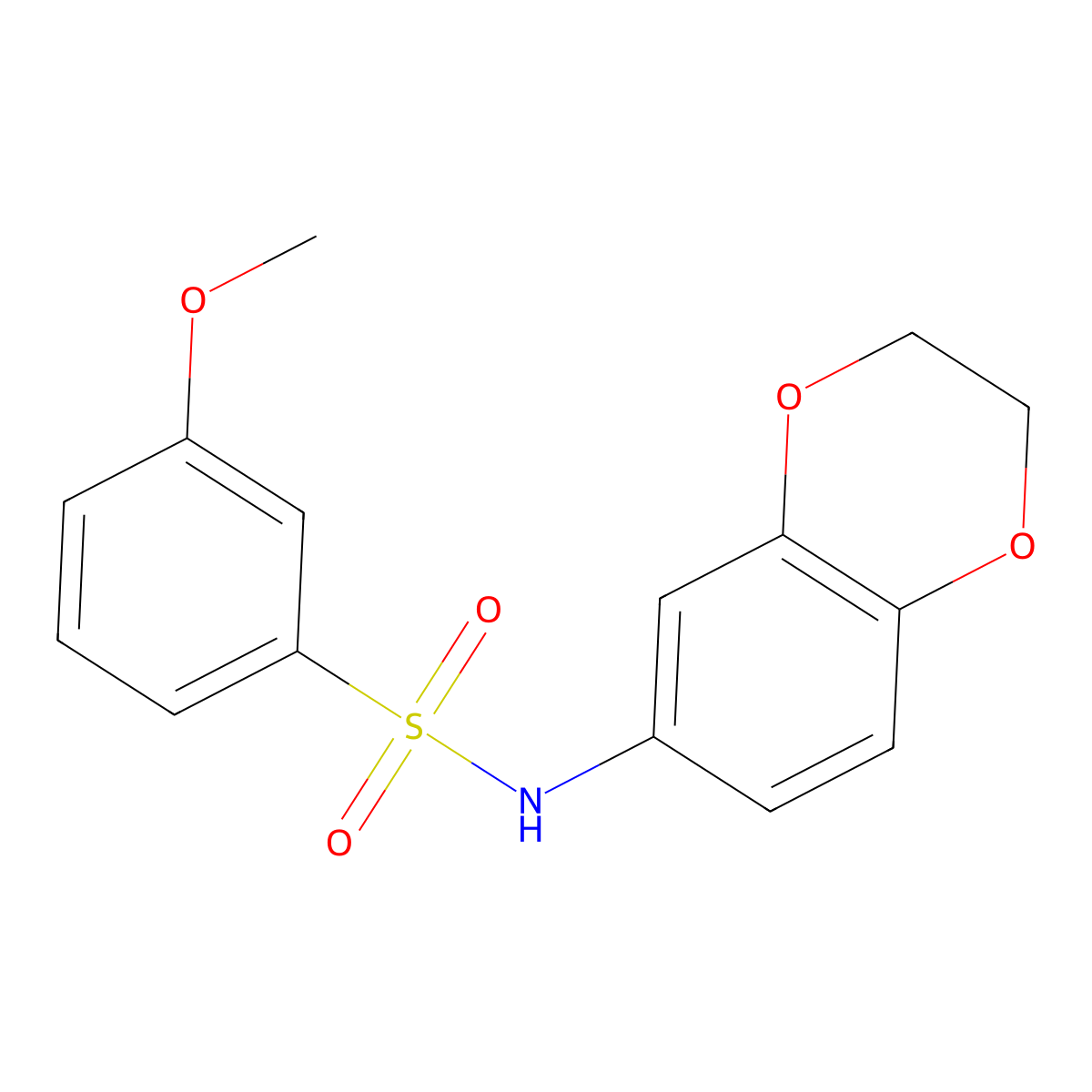 N-(2,3-dihydro-1,4-benzodioxin-6-yl)-3-methoxybenzenesulfonamide molecular structure, CAS 667913-33-9