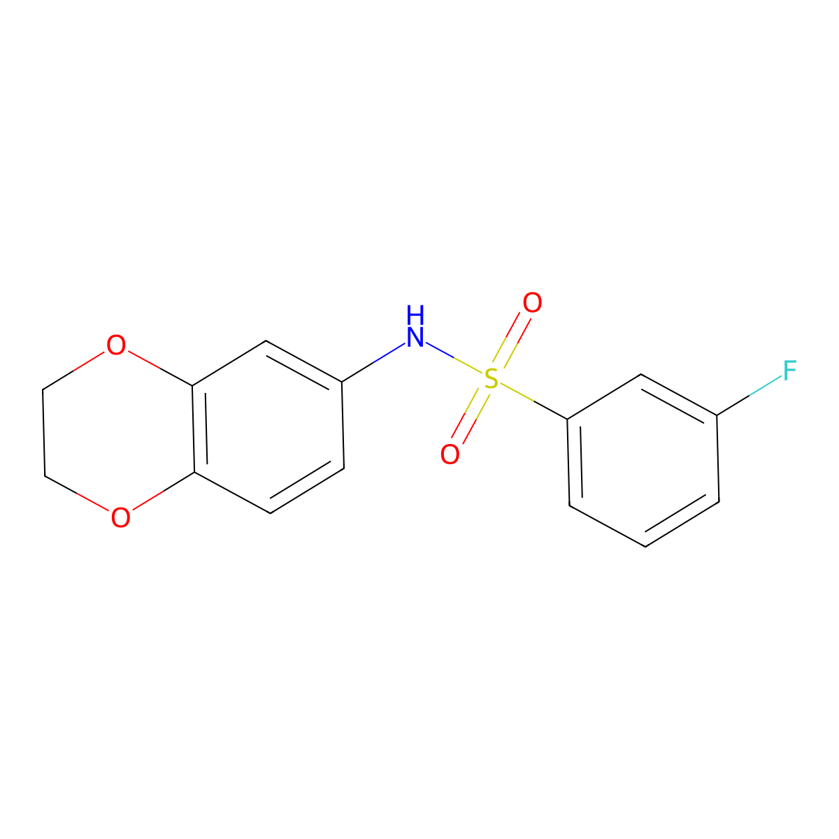 N-(2,3-dihydro-1,4-benzodioxin-6-yl)-3-fluorobenzenesulfonamide molecular structure, CAS 667913-34-0