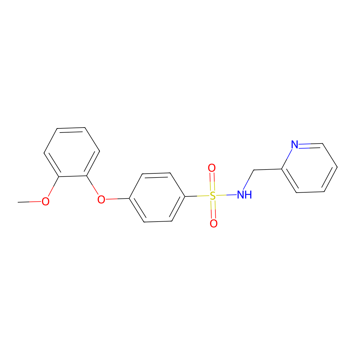 4-(2-methoxyphenoxy)-N-(pyridin-2-ylmethyl)benzenesulfonamide molecular structure, CAS 667913-41-9