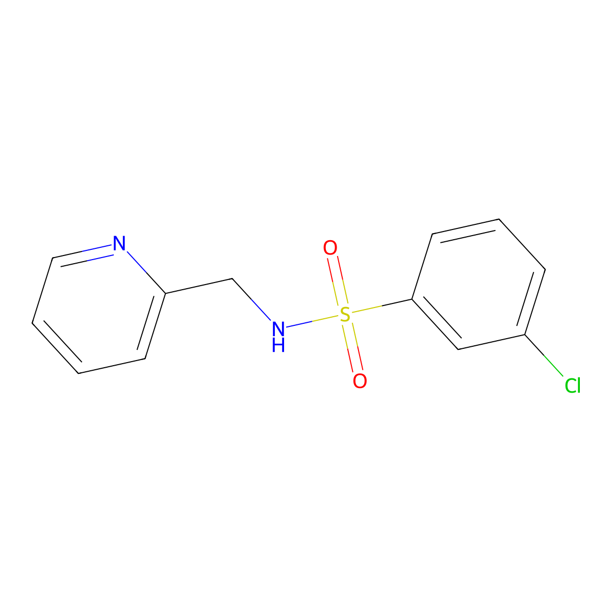 3-chloro-N-(pyridin-2-ylmethyl)benzenesulfonamide molecular structure, CAS 667913-42-0