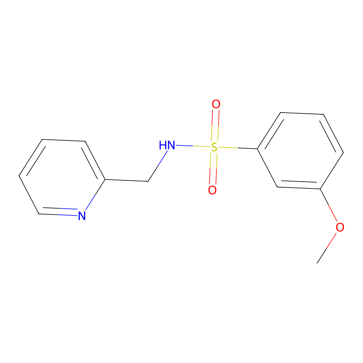 3-methoxy-N-(pyridin-2-ylmethyl)benzenesulfonamide molecular structure, CAS 667913-43-1