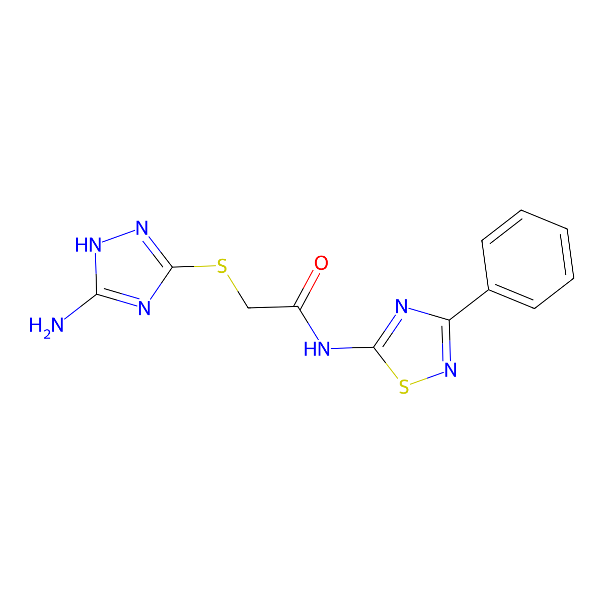 2-[(5-amino-1H-1,2,4-triazol-3-yl)sulfanyl]-N-(3-phenyl-1,2,4-thiadiazol-5-yl)acetamide molecular structure, CAS 667913-62-4
