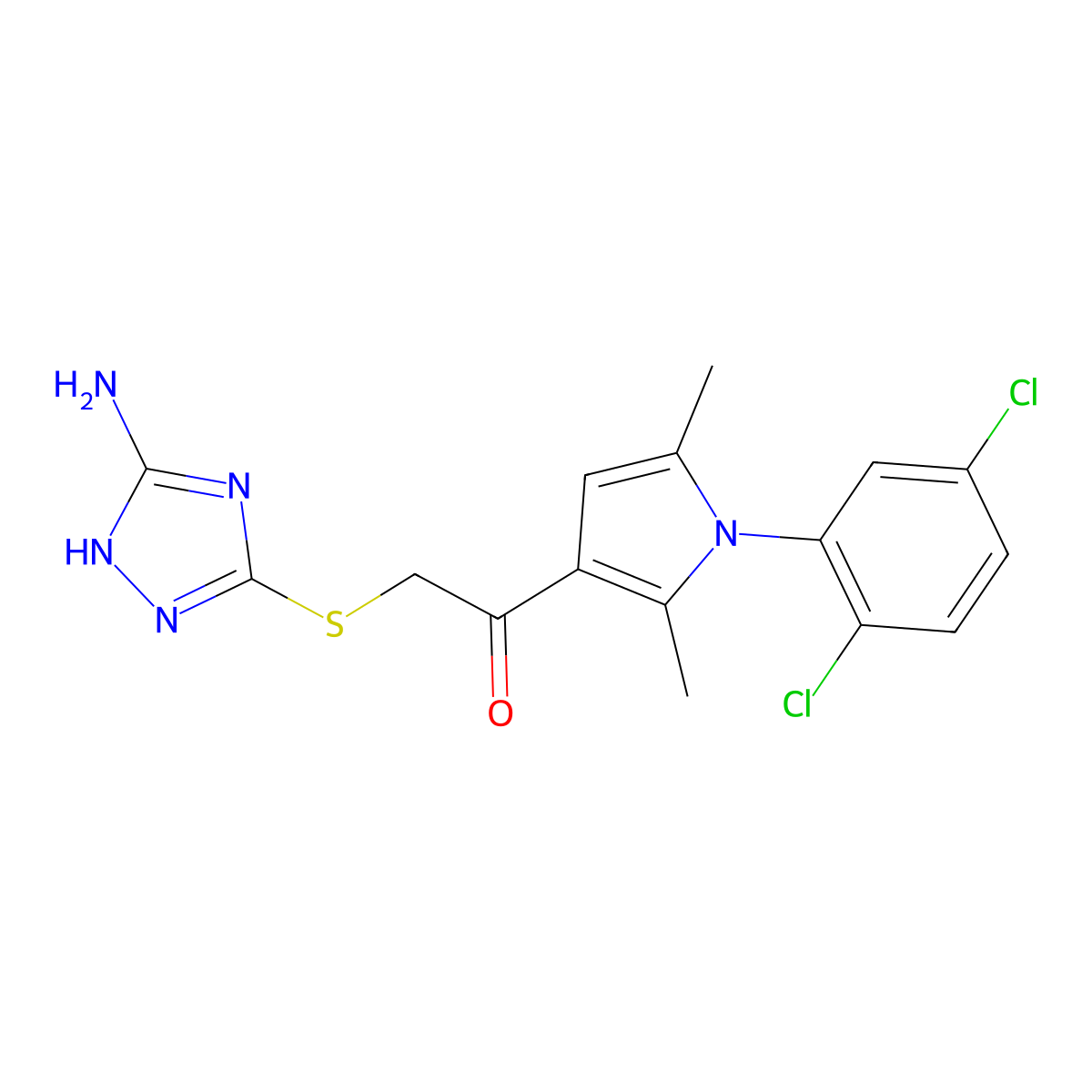 2-[(5-amino-1H-1,2,4-triazol-3-yl)sulfanyl]-1-[1-(2,5-dichlorophenyl)-2,5-dimethylpyrrol-3-yl]ethanone molecular structure, CAS 667913-65-7