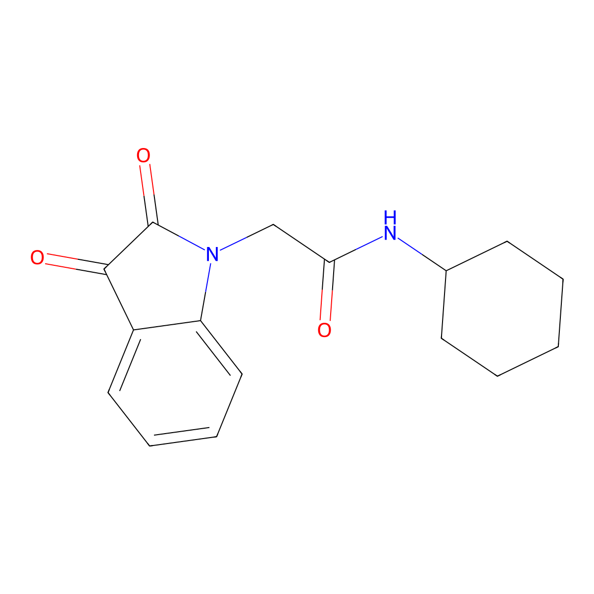 N-cyclohexyl-2-(2,3-dioxo-2,3-dihydro-1H-indol-1-yl)acetamide molecular structure, CAS 667914-17-2