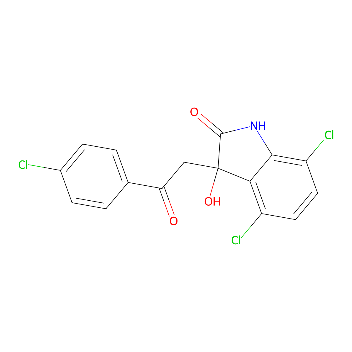 4,7-Dichloro-3-(2-(4-chlorophenyl)-2-oxoethyl)-3-hydroxy-1,3-dihydro-2H-indol-2-one molecular structure, CAS 667914-33-2