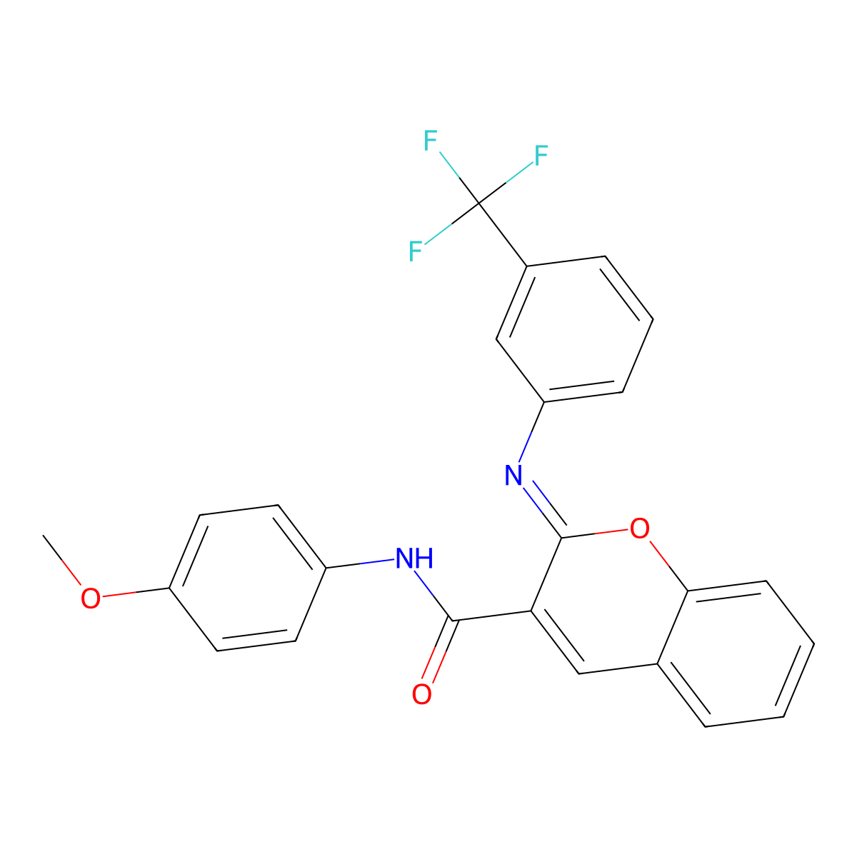 (2Z)-N-(4-methoxyphenyl)-2-{[3-(trifluoromethyl)phenyl]imino}-2H-chromene-3-carboxamide molecular structure, CAS 667914-43-4