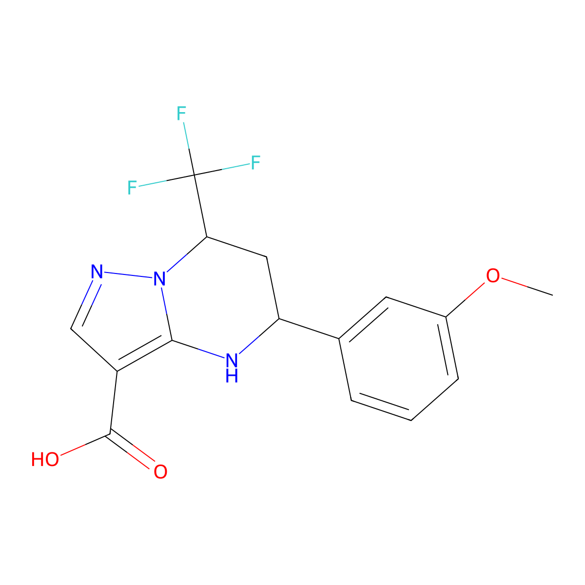 5-(3-Methoxyphenyl)-7-(trifluoromethyl)-4,5,6,7-tetrahydropyrazolo[1,5-a]pyrimidine-3-carboxylic acid molecular structure, CAS 667921-14-4