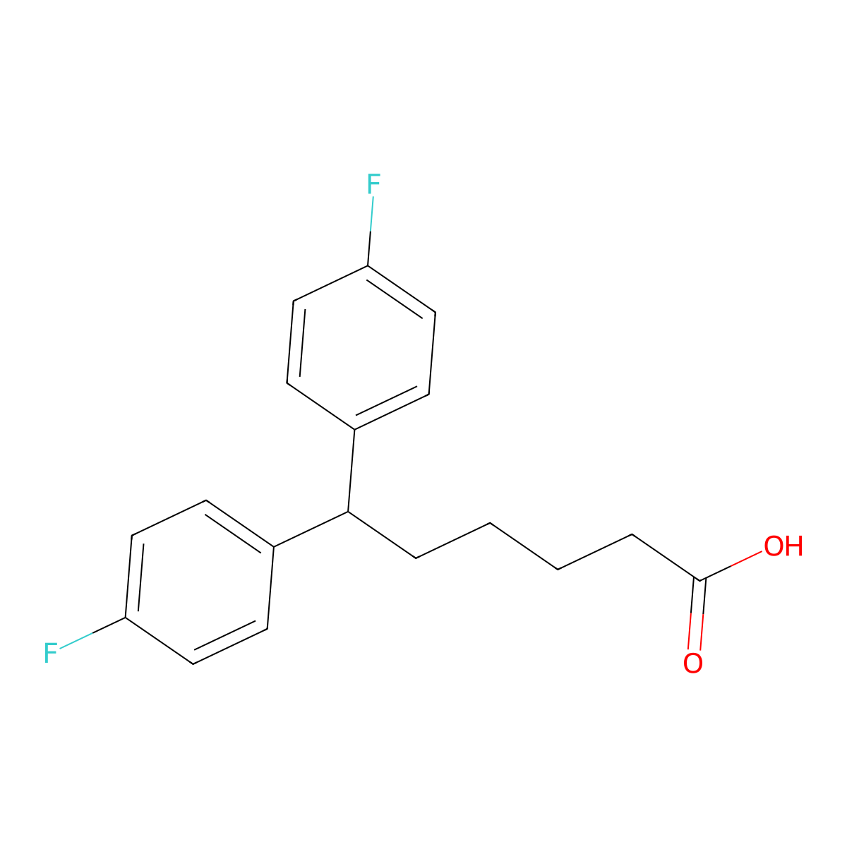 6,6-Bis(4-fluorophenyl)hexanoic acid molecular structure, CAS 667936-71-2