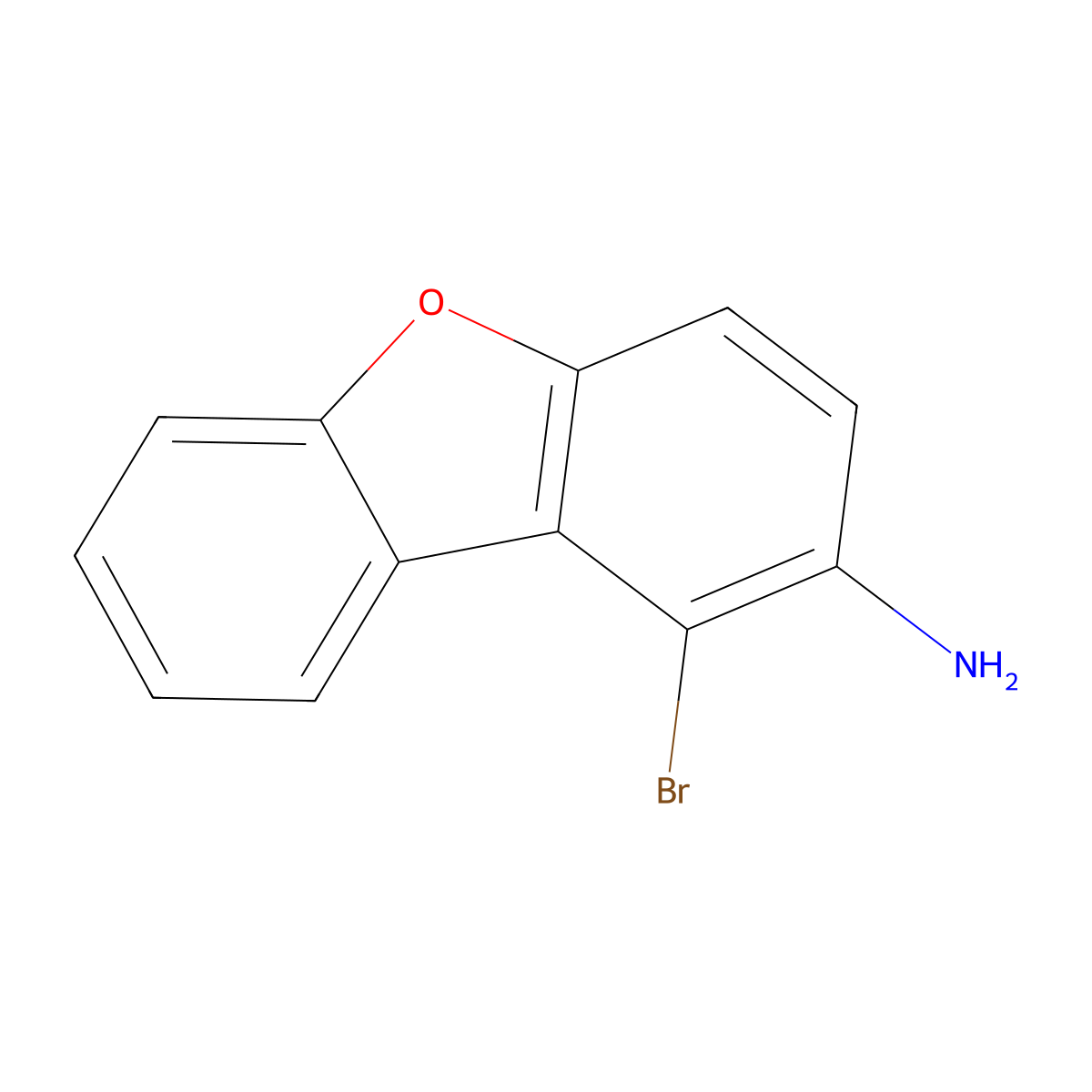 3-Bromo-8-oxatricyclo[7.4.0.0,2,7]trideca-1(9),2(7),3,5,10,12-hexaen-4-amine molecular structure, CAS 667937-51-1