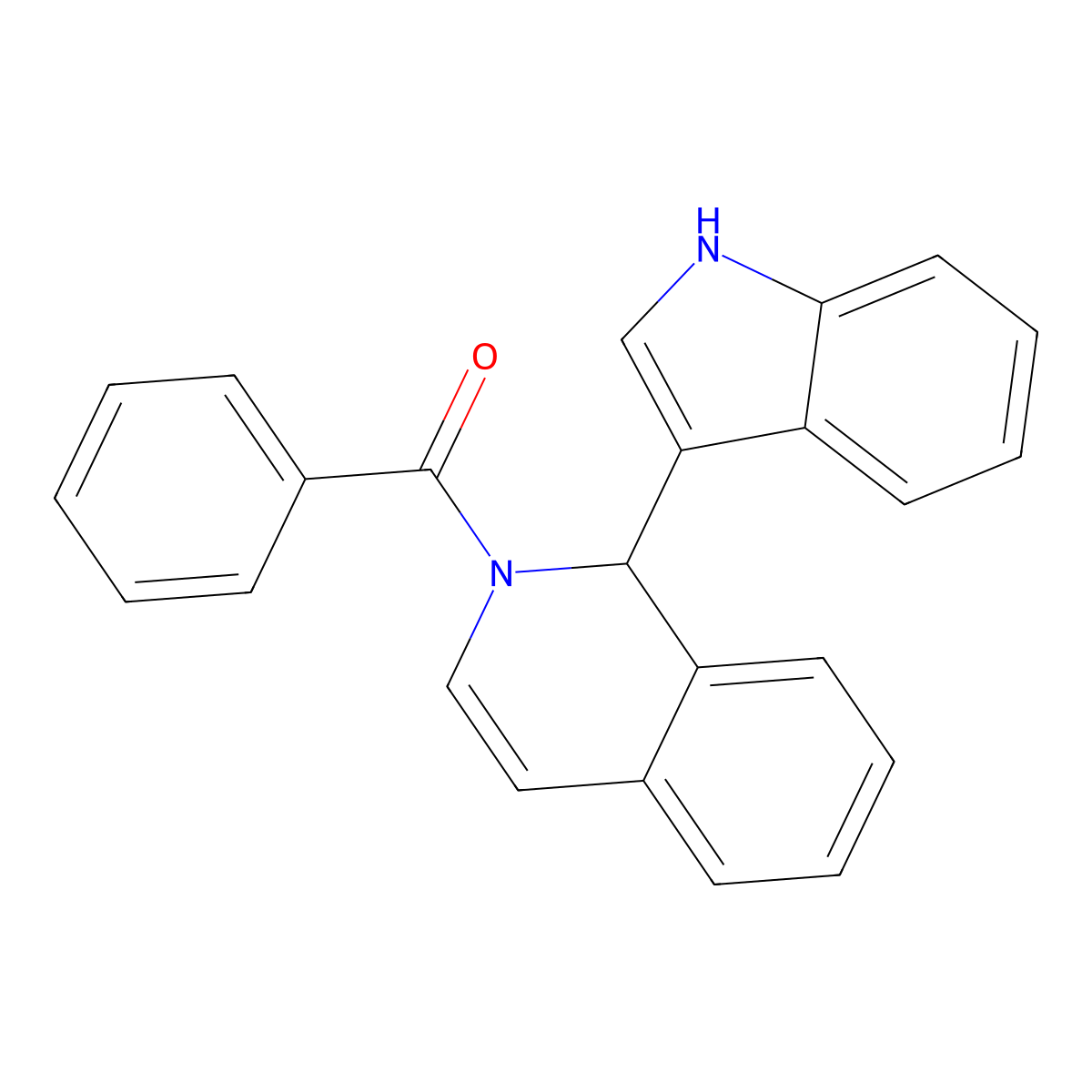 Isoquinoline, 2-benzoyl-1,2-dihydro-1-(1H-indol-3-yl)- molecular structure, CAS 66799-43-7