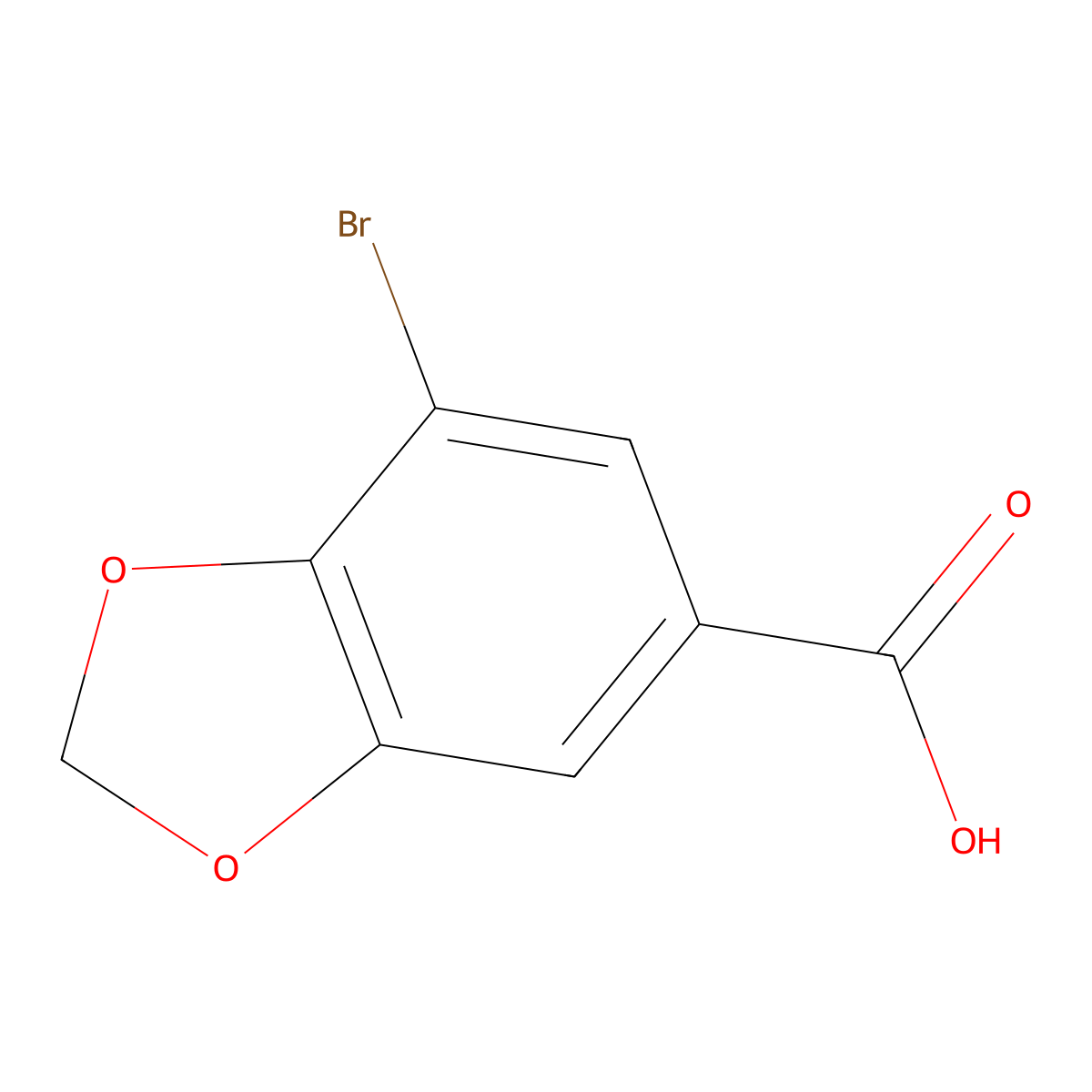7-Bromo-1,3-dioxaindane-5-carboxylic acid molecular structure, CAS 66799-93-7