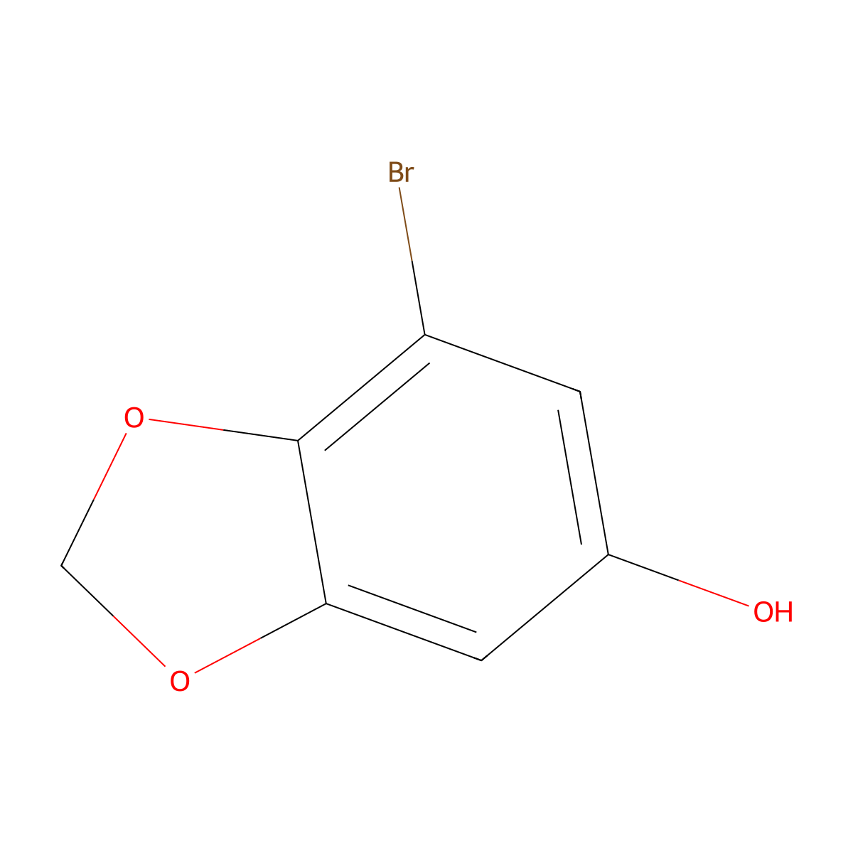 7-Bromobenzo[d][1,3]dioxol-5-ol molecular structure, CAS 66799-94-8