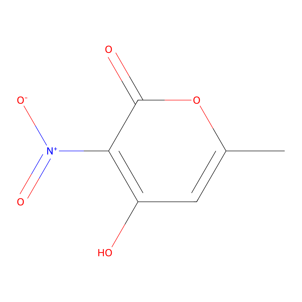 4-Hydroxy-6-methyl-3-nitro-2H-pyran-2-one molecular structure, CAS 668-43-9