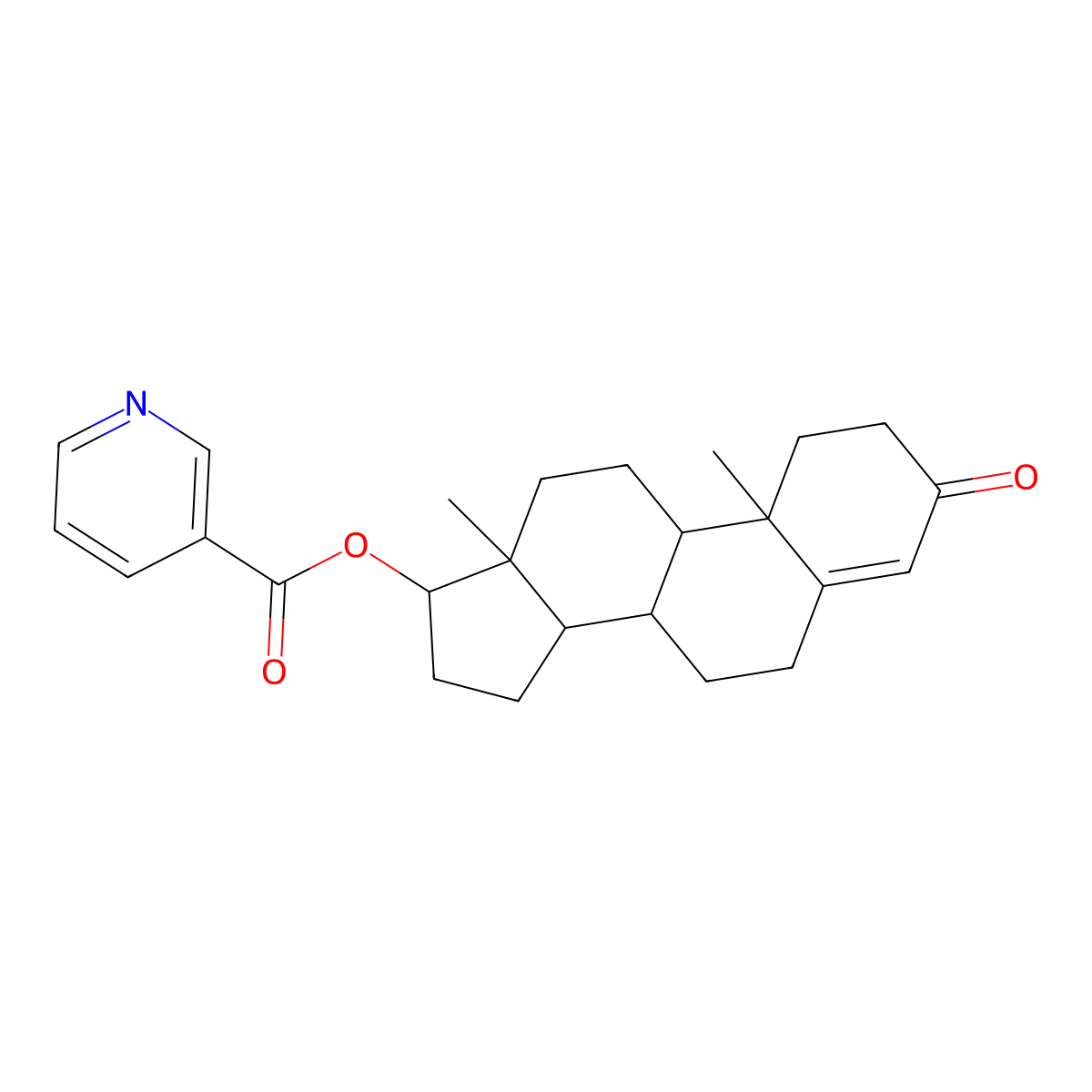 Testosterone nicotinate molecular structure, CAS 668-56-4