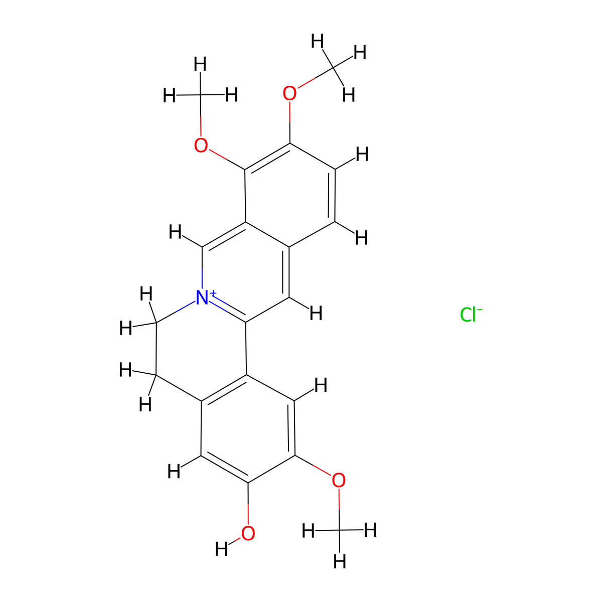 Jatrorrhizine Chloride molecular structure, CAS 6681-15-8