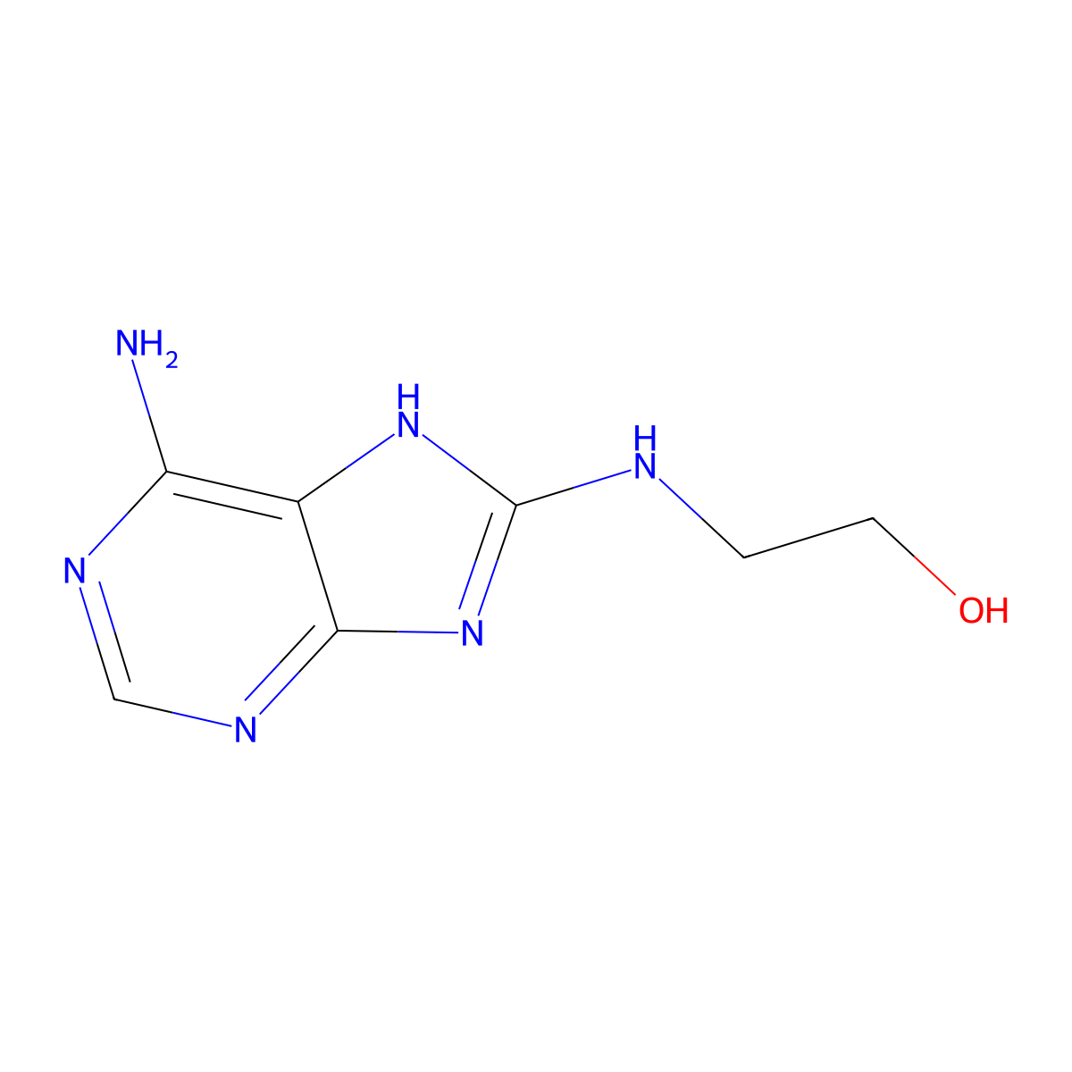 2-((6-Amino-9H-purin-8-yl)amino)ethanol molecular structure, CAS 66813-29-4