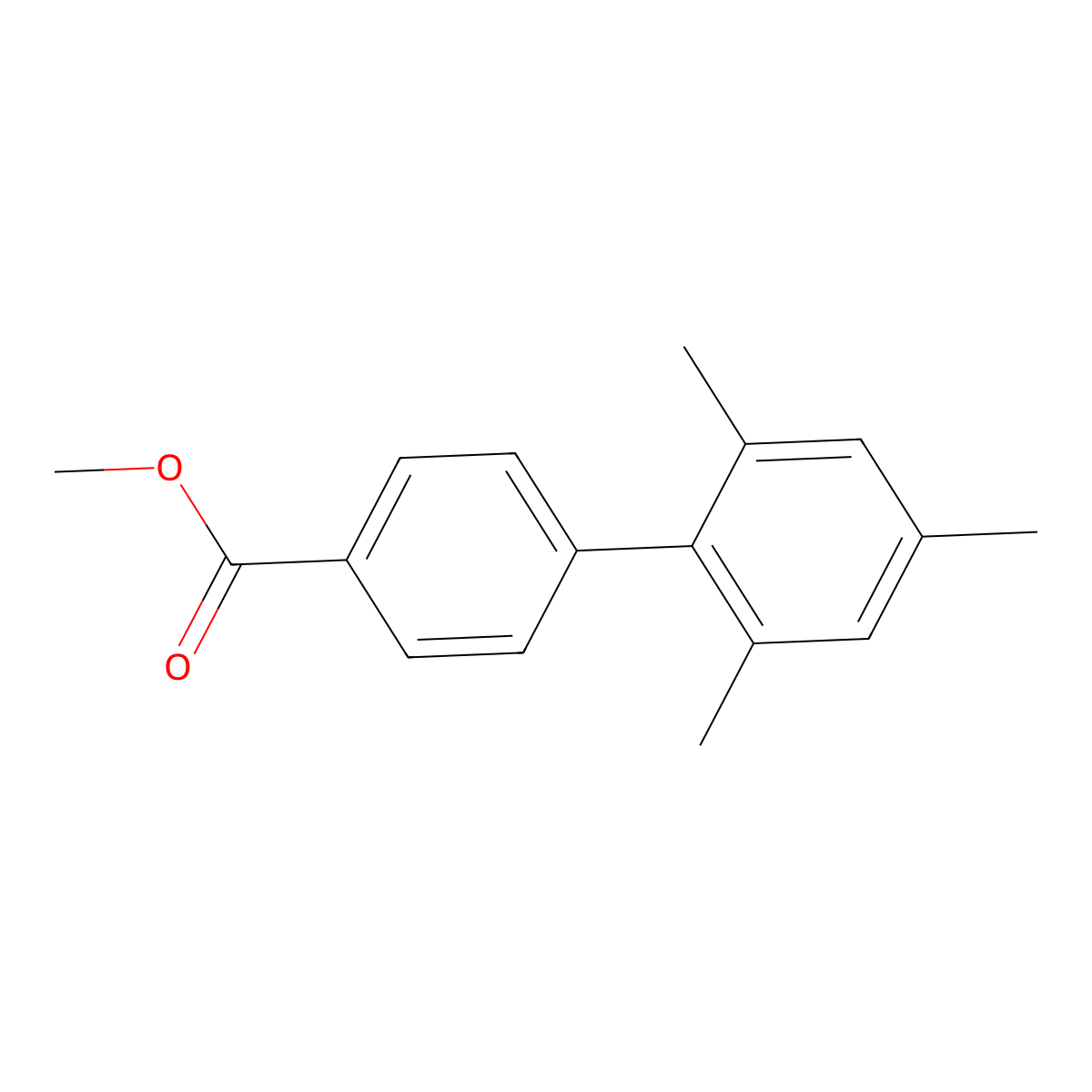 Methyl 2',4',6'-trimethyl[1,1'-biphenyl]-4-carboxylate molecular structure, CAS 66818-58-4
