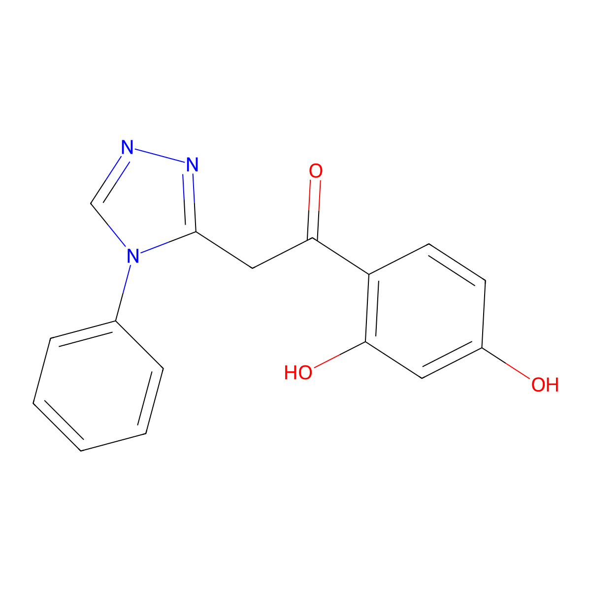 1-(2,4-Dihydroxyphenyl)-2-(4-phenyl-4H-1,2,4-triazol-3-yl)ethanone molecular structure, CAS 66819-07-6