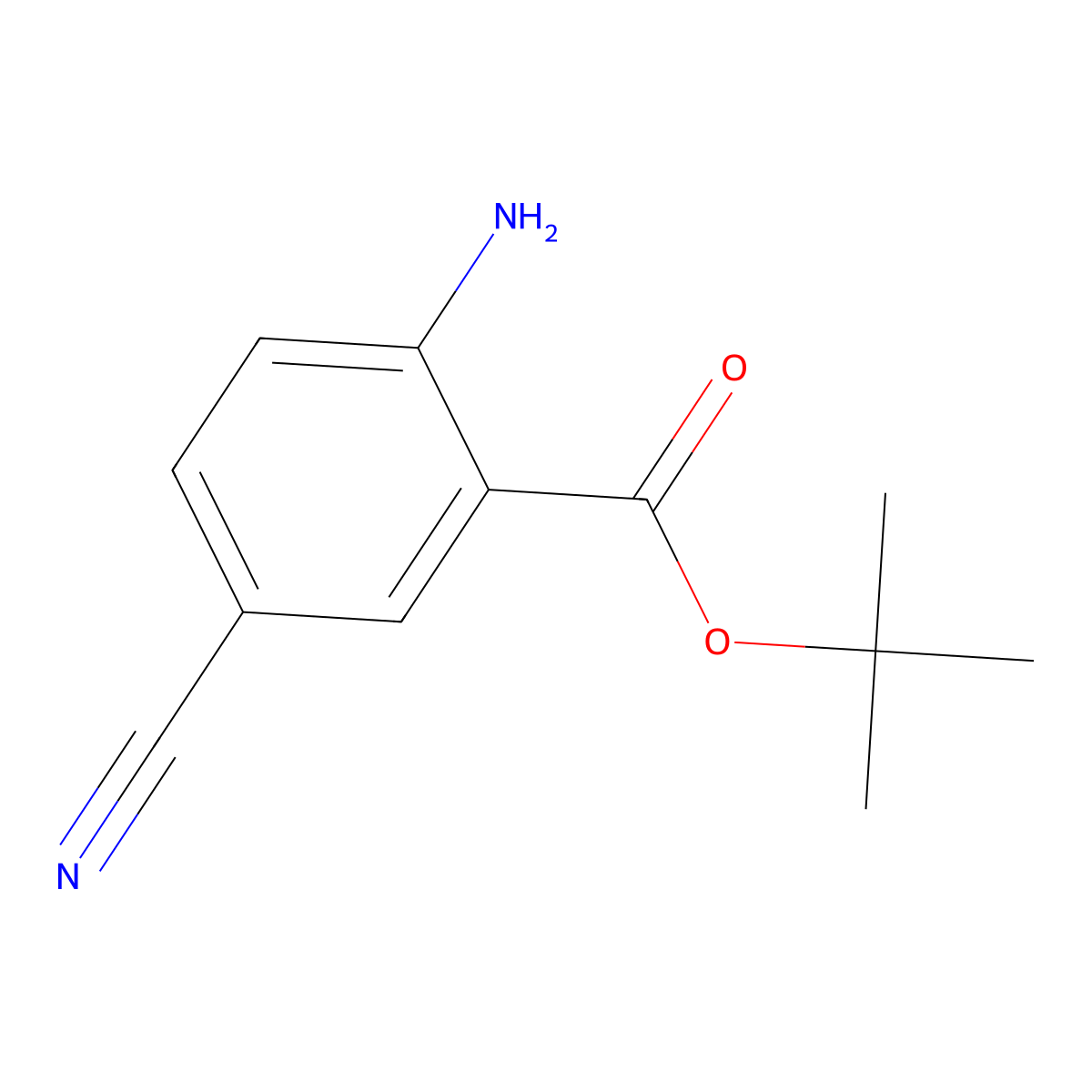 Tert-butyl 2-amino-5-cyanobenzoate molecular structure, CAS 668261-28-7